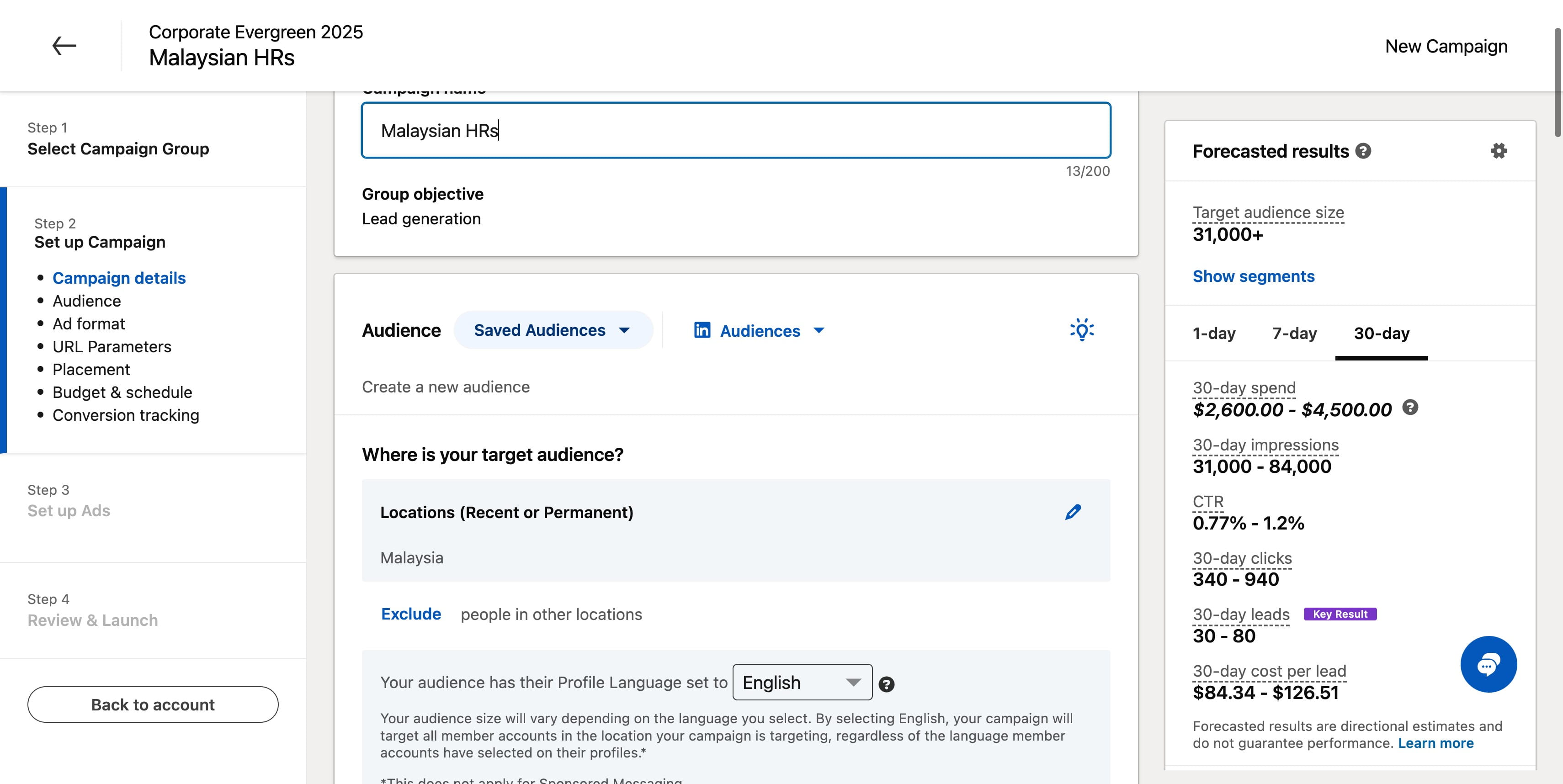 If you have a save audience you may proceed with the following steps, if you have not saved any audience. You may refer to another guide here.