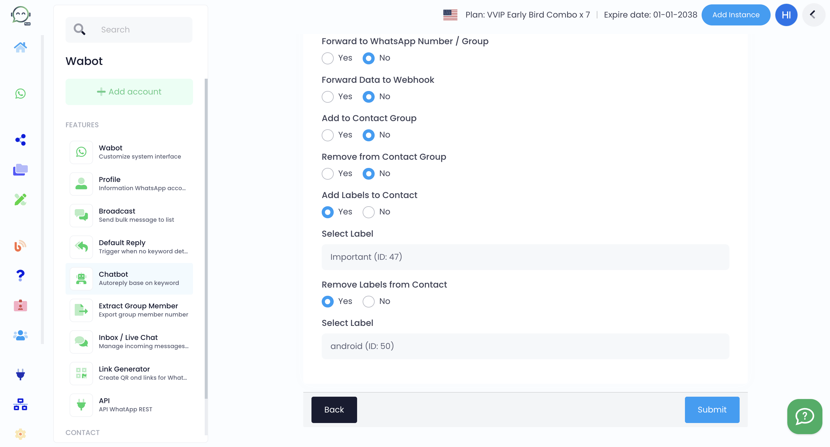 You can also remove the label from a contact by clicking "Yes" and selecting the label you want