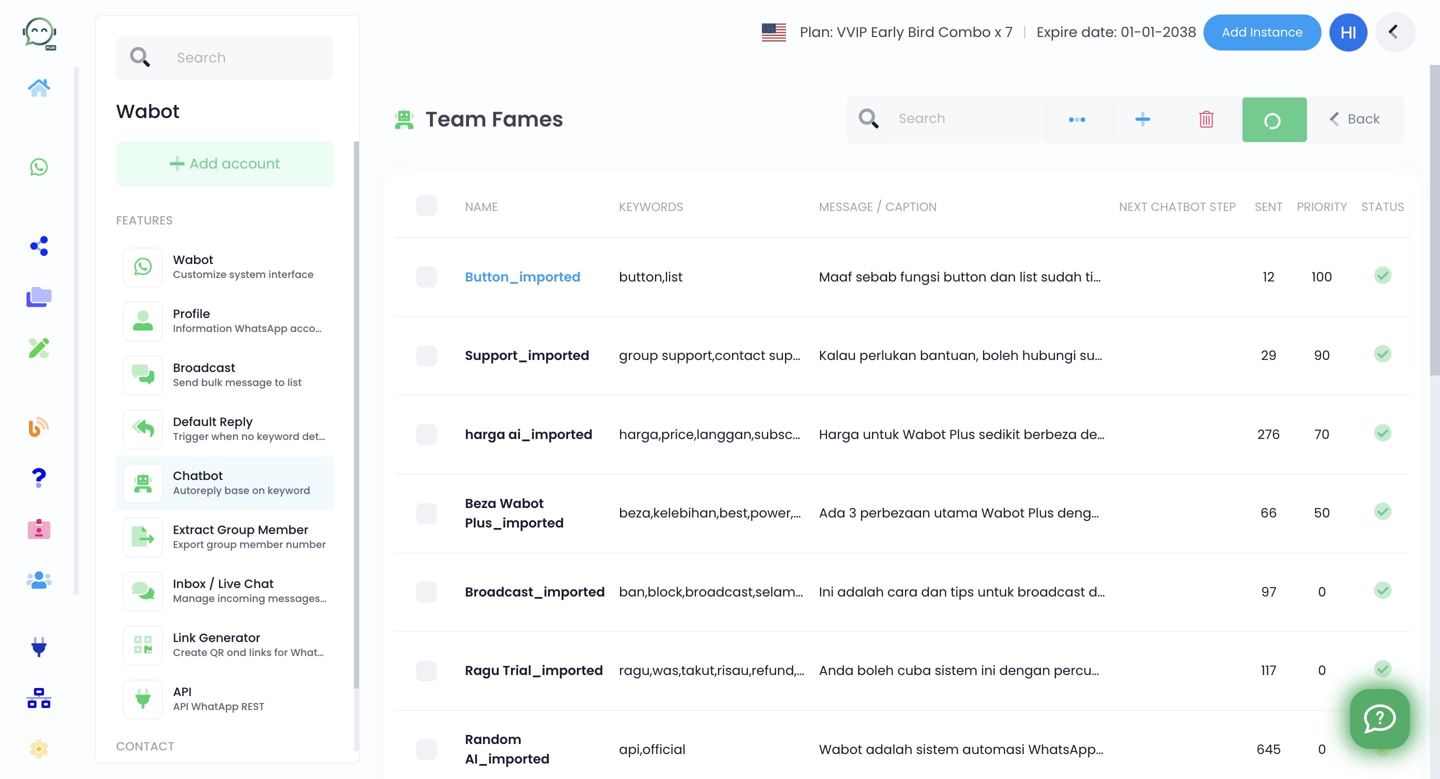 Click on any chatbot that you have made. If you haven't made any, [follow this tutorial to begin](https://guidejar.com/guides/5130c7c6-07bf-481a-9393-d99d2e48d151)