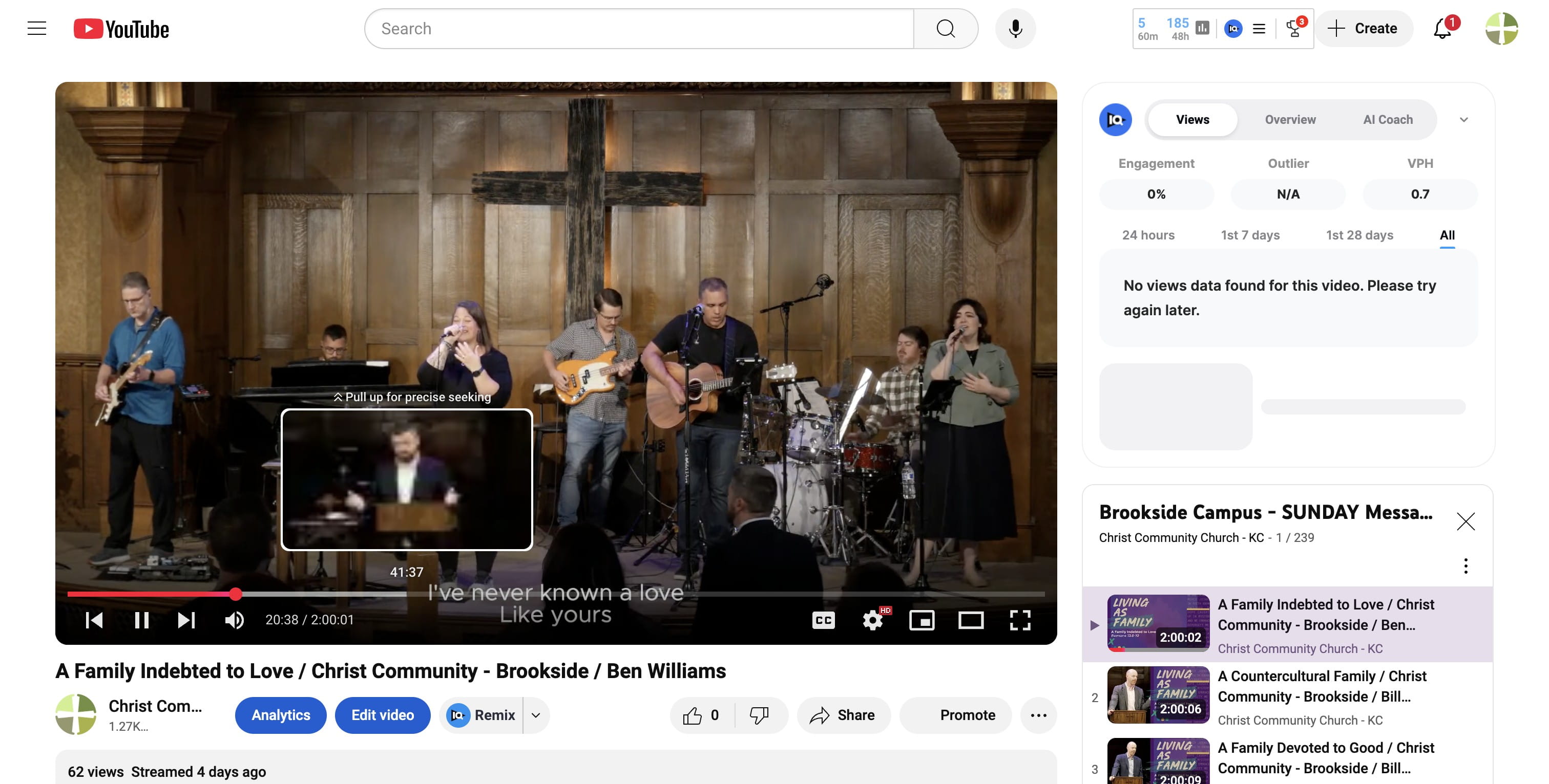Scroll to the benedictions (or to the specific time of the service to which you want to link)