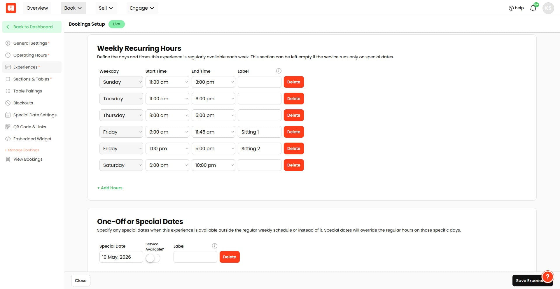 Return to the **Weekly Recurring Hours** section to review both Friday sittings