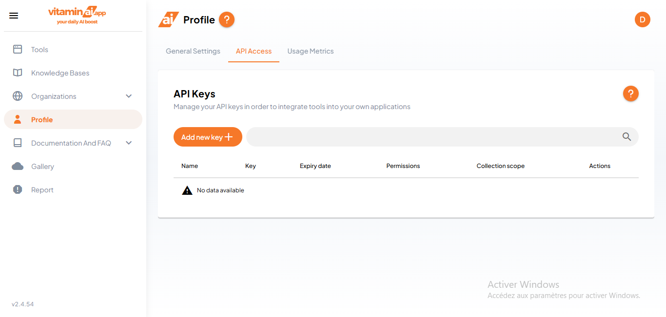 Click on "API Access"