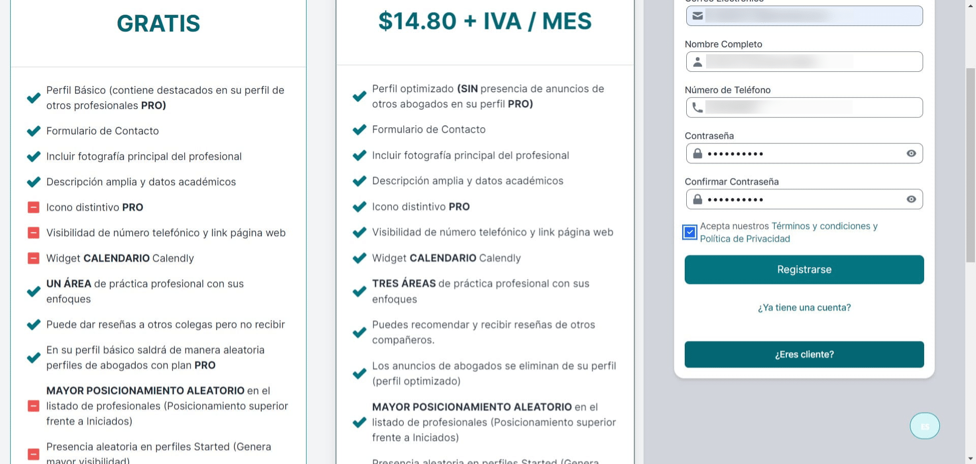 Click en "Registrarse"