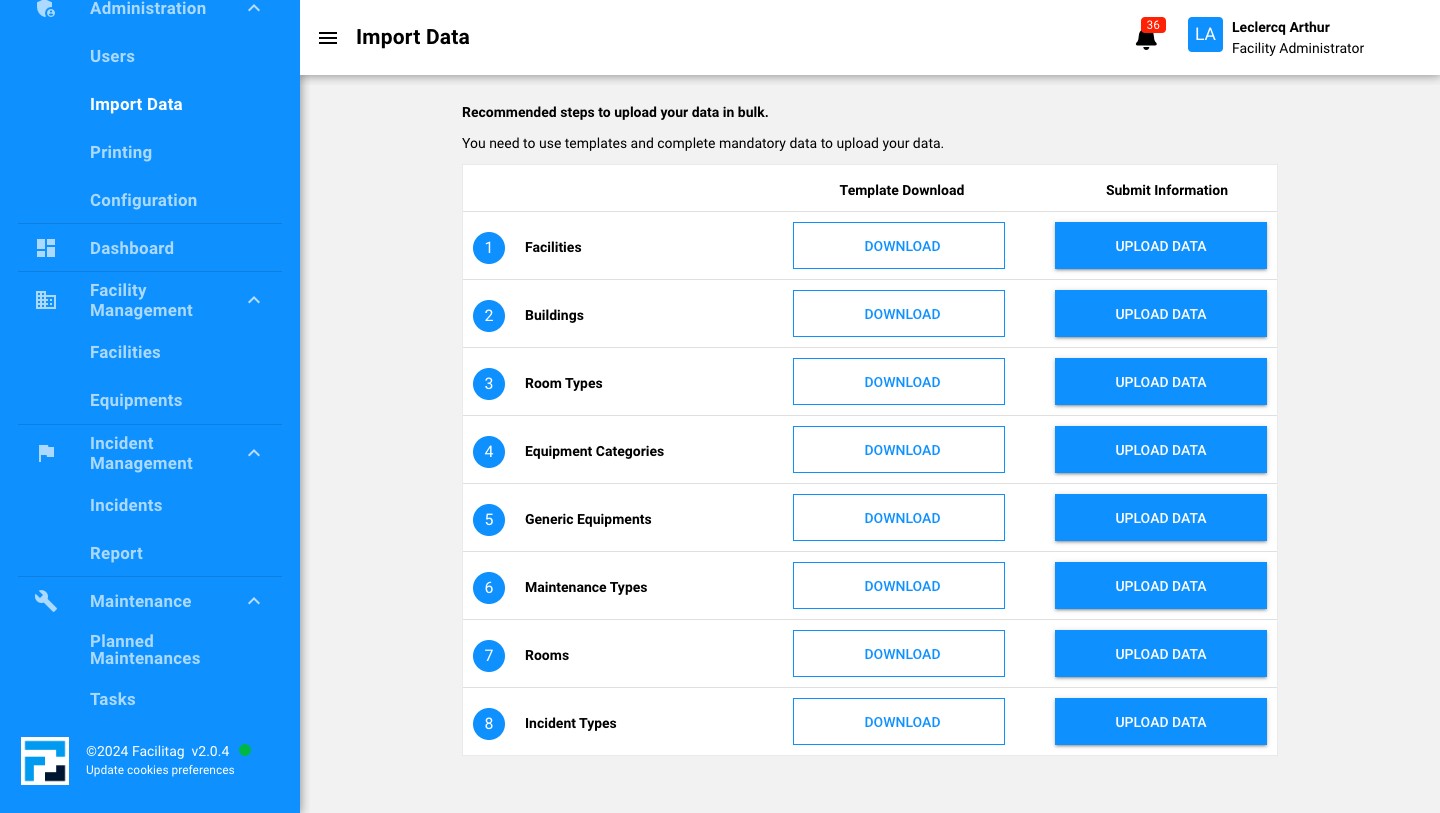 Upload the excel file