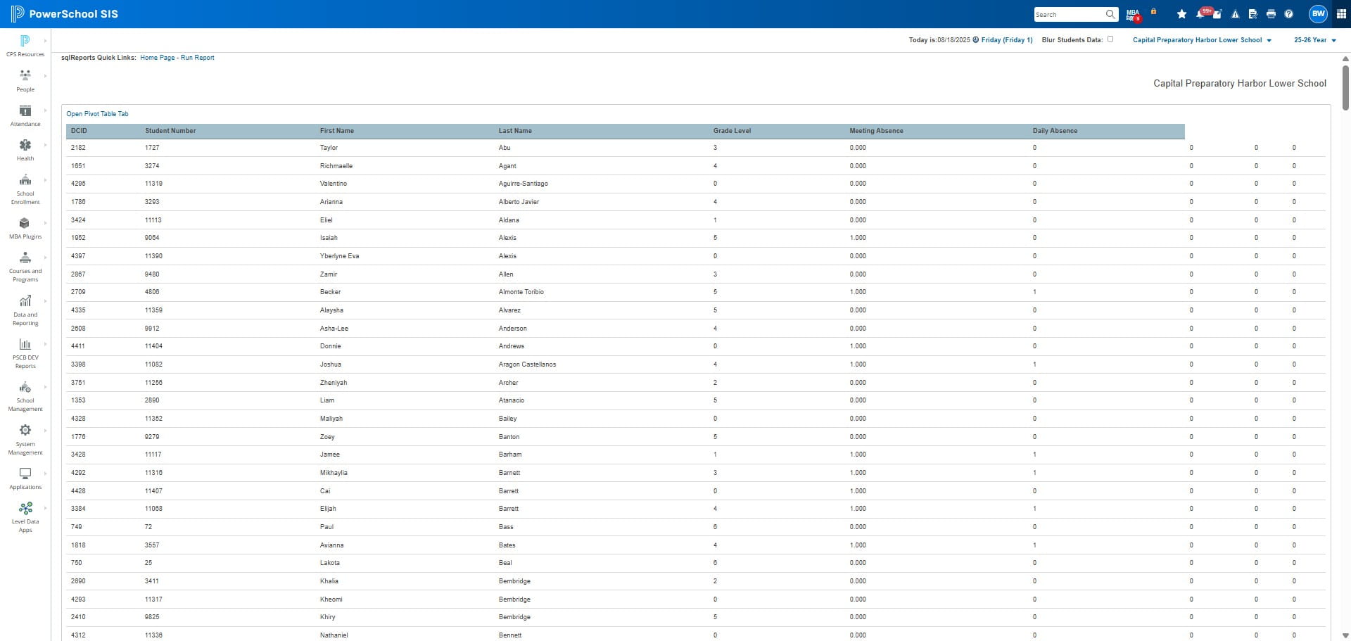 Copy the information into the  [CT: Daily Attendance Corrections](https://docs.google.com/spreadsheets/d/1ChkL6SoYs7PnZ5AyKCpaYJTACW0CFFhLQnoneNJ194w/edit?gid=325400809#gid=325400809) google sheet