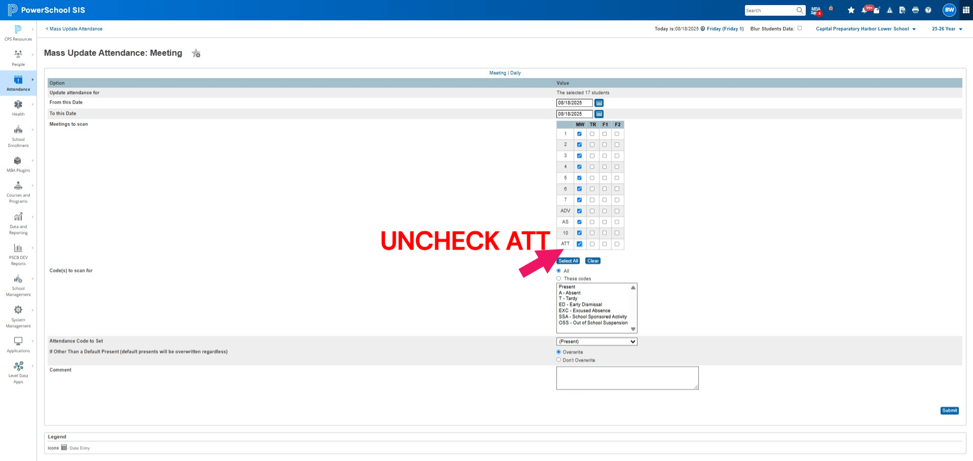 Uncheck ATT if you selected it