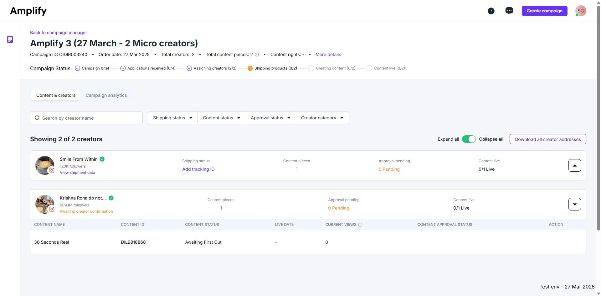 Click "Add tracking ID"