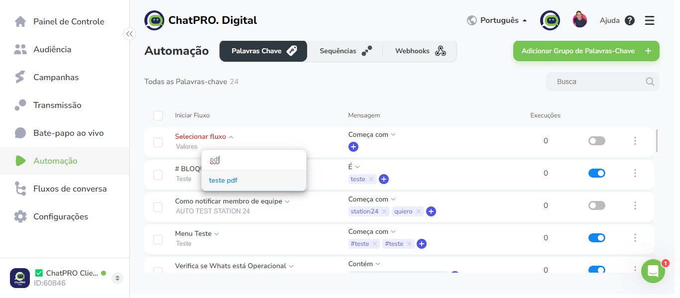 Click on "teste pdf"