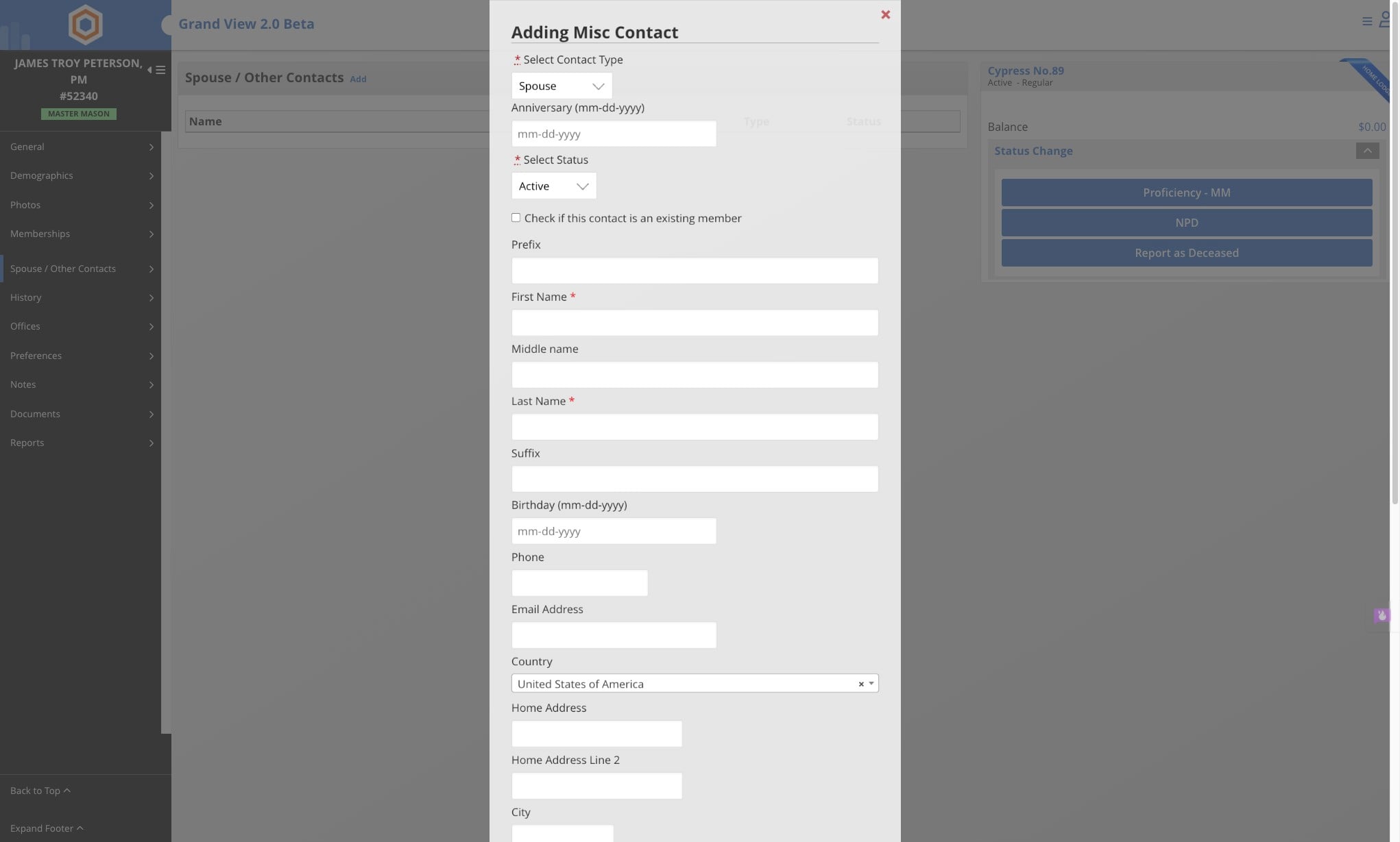Select the necessary status