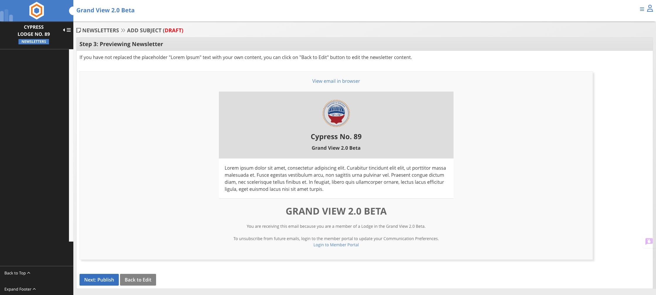 Click on "Next: Publish"