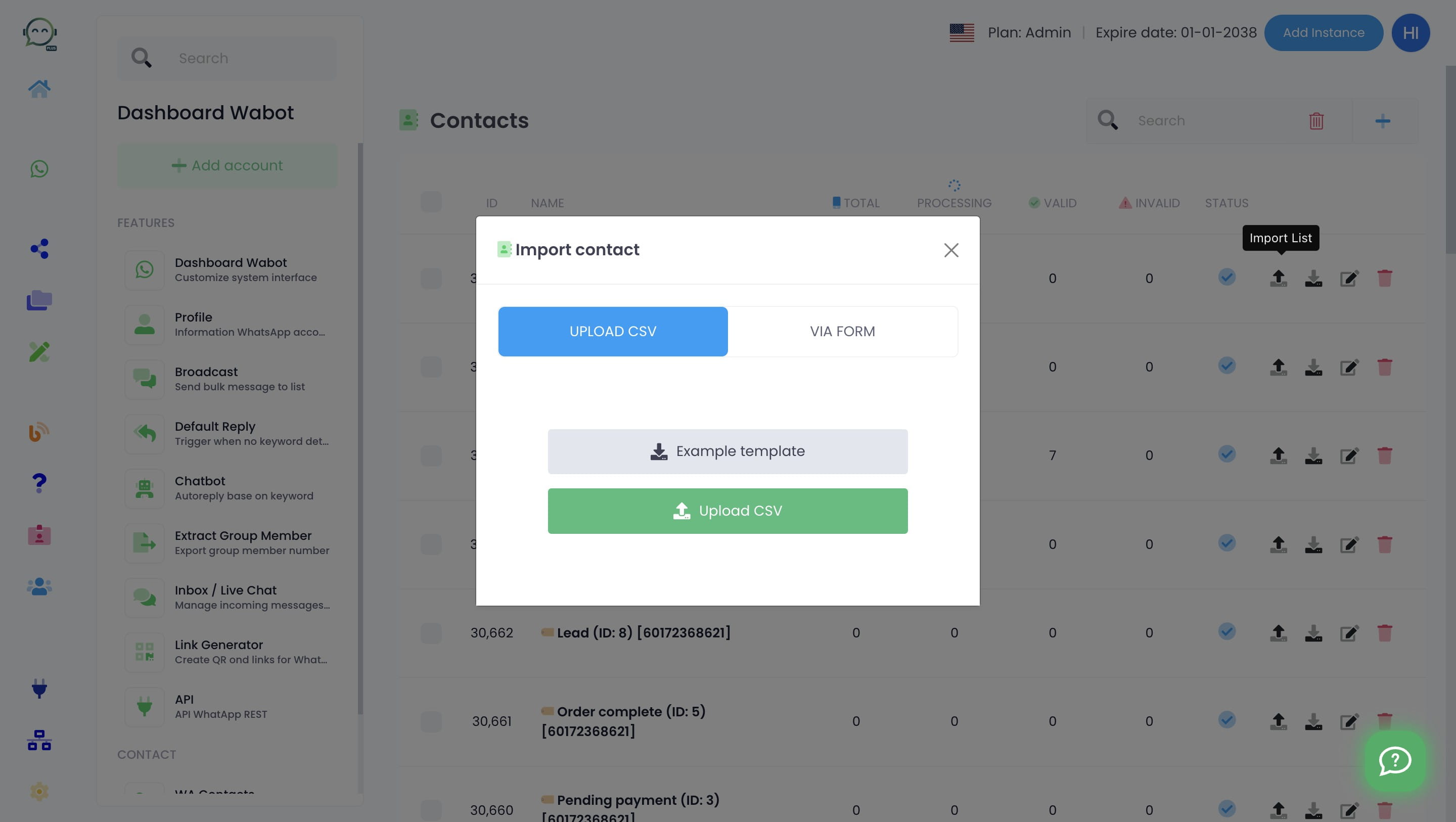 Click on "Via Form"