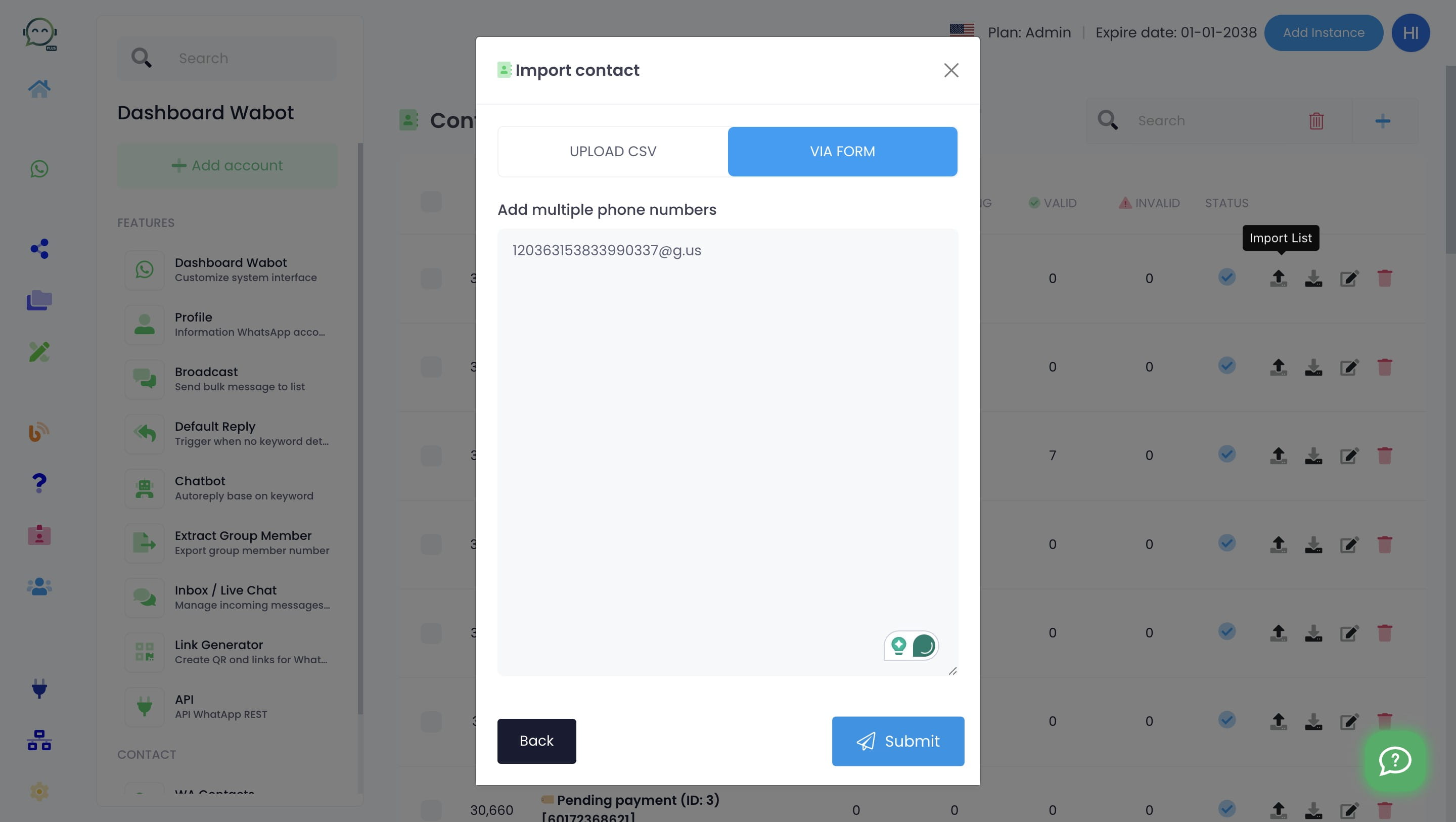Paste the group ID and submit