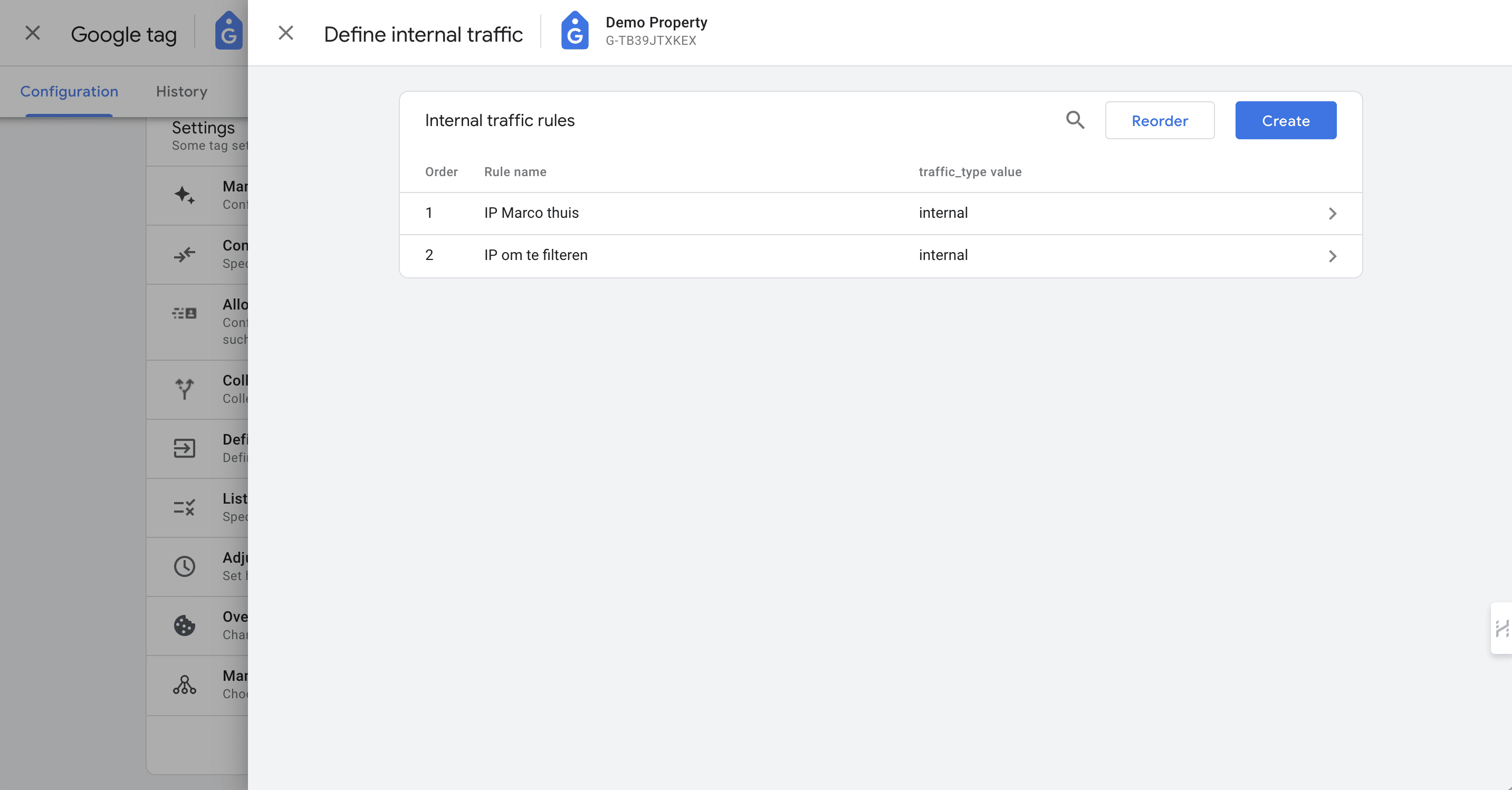 Click 'Create' to add a new IP-filter