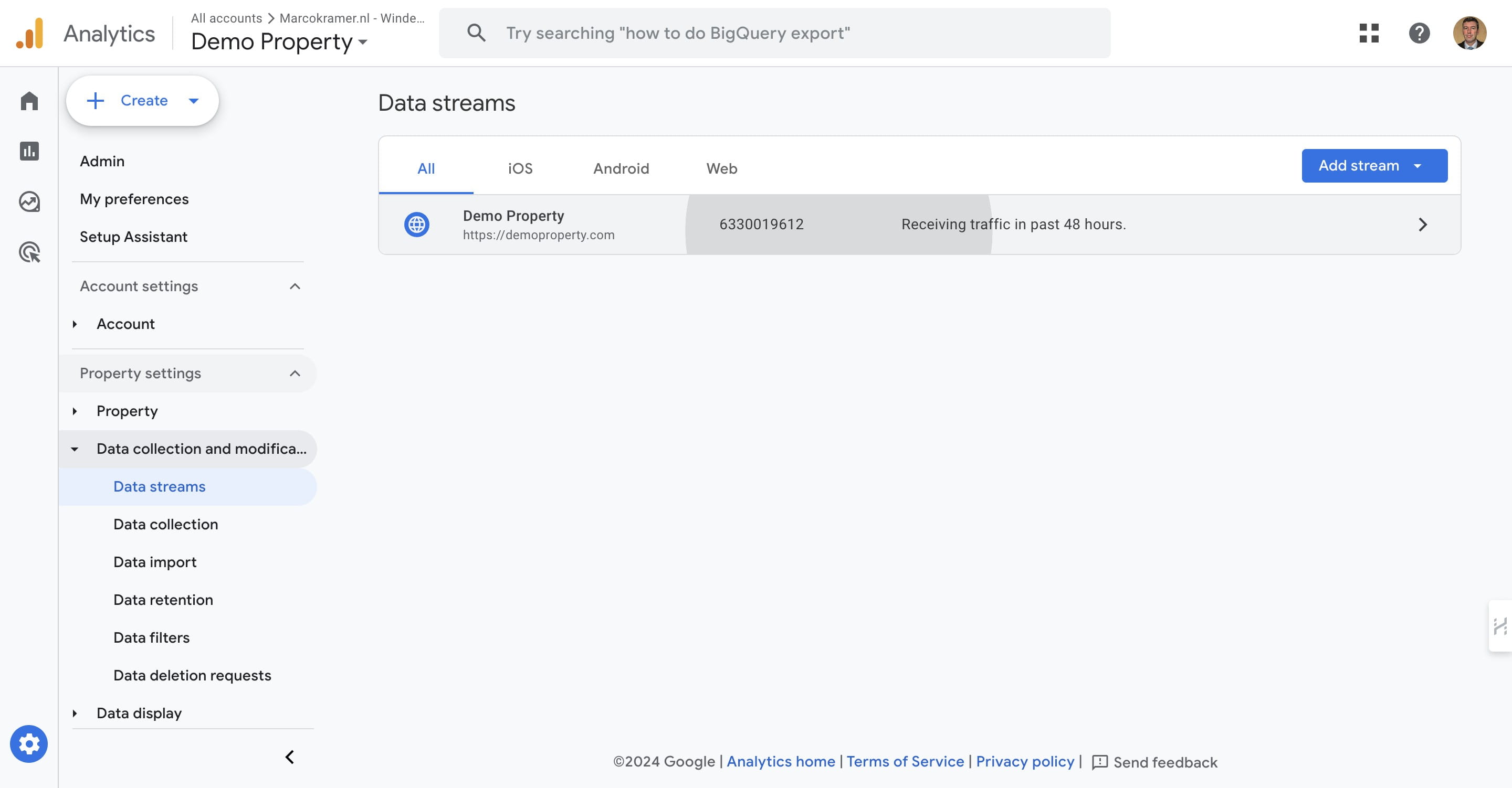 Click on your Data stream