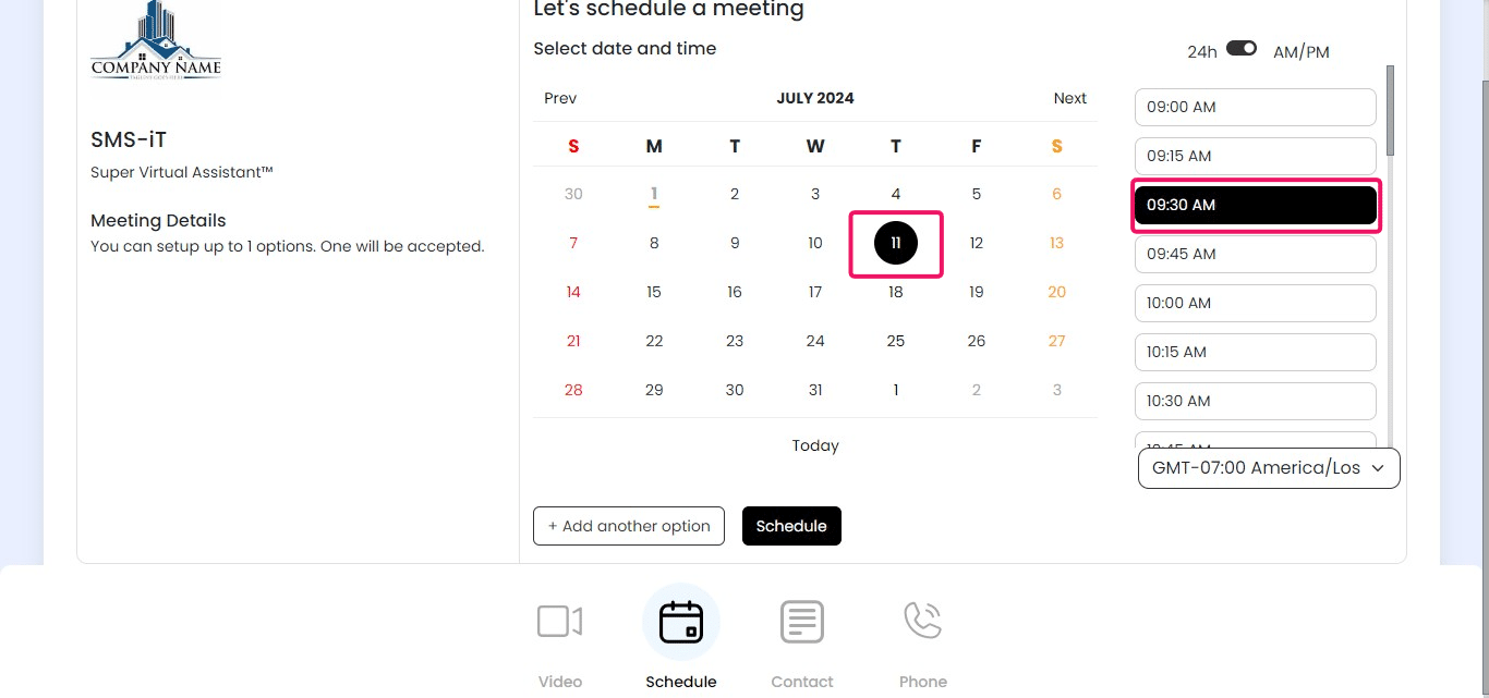 Understand the client's scheduling process:
             - Clients can select their preferred date and time
If multiple options are enabled:
a) Clients can choose two or three preferred time slots
b) They will be notified which option is ultimately selected