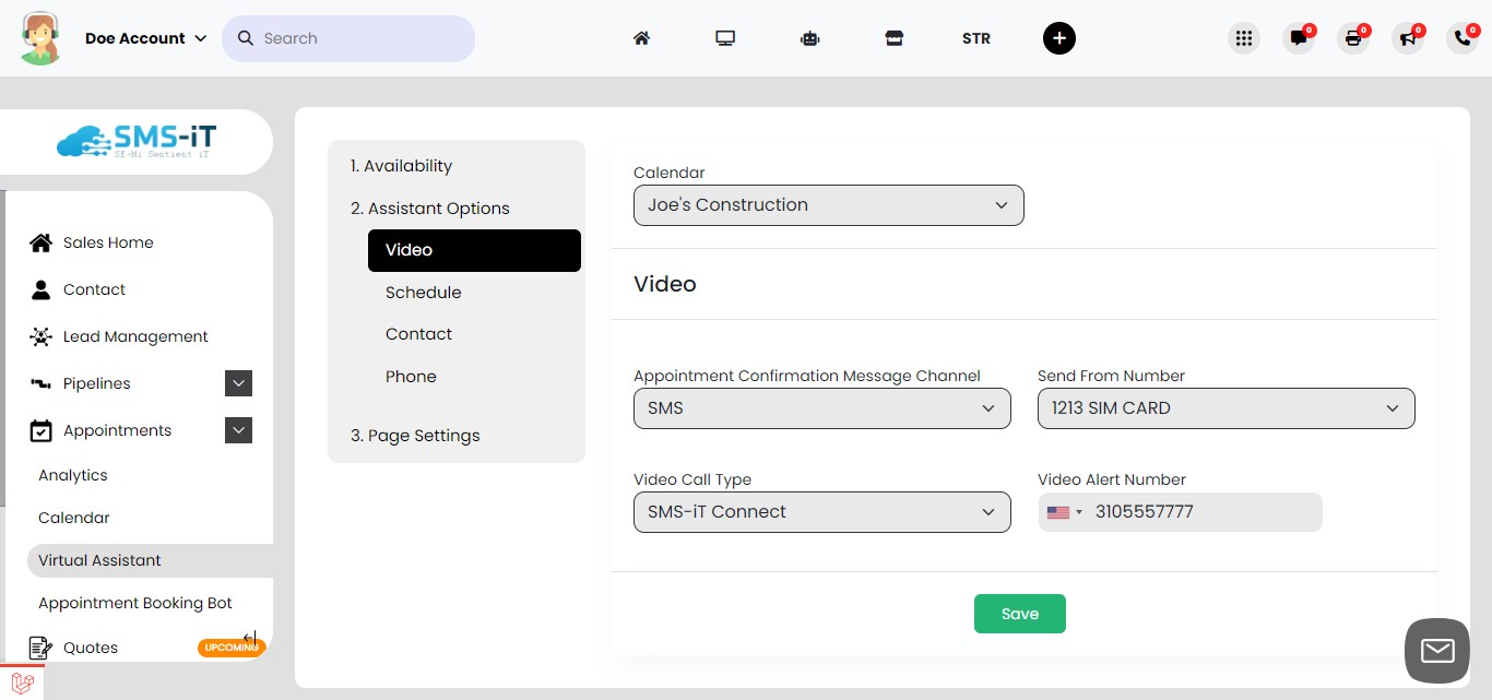 Complete video call setup:
       - Fill in all required information in the video call settings
      - Once completed, you'll be able to receive video calls from clients