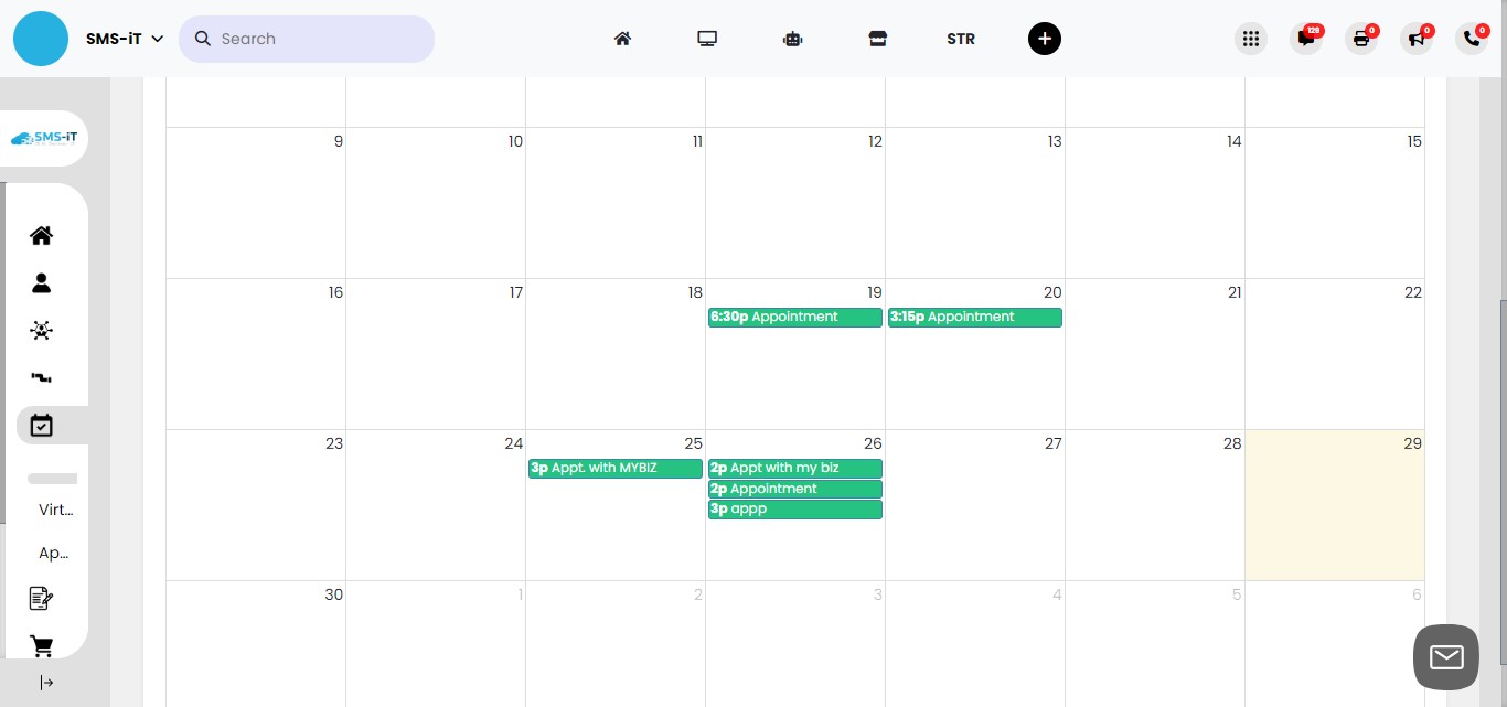 Once a calendar is selected, you'll see a list of all your upcoming appointments for that particular calendar.