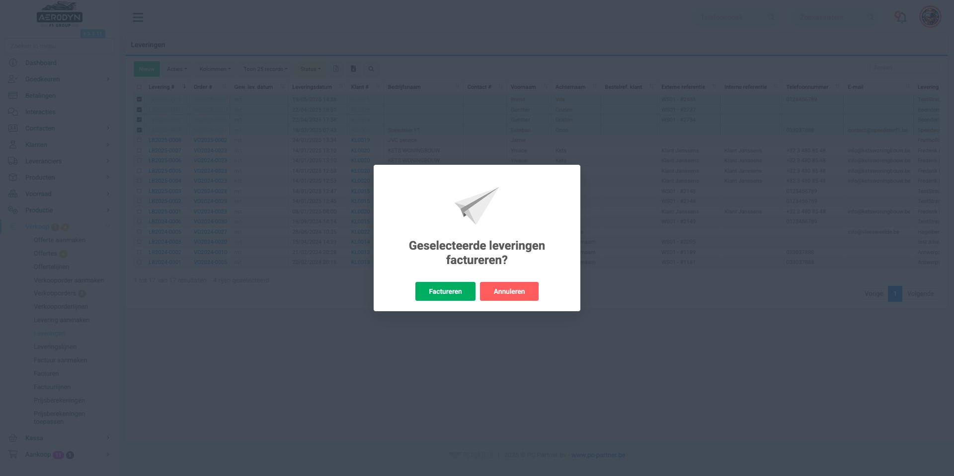 Klik op "Factureren"