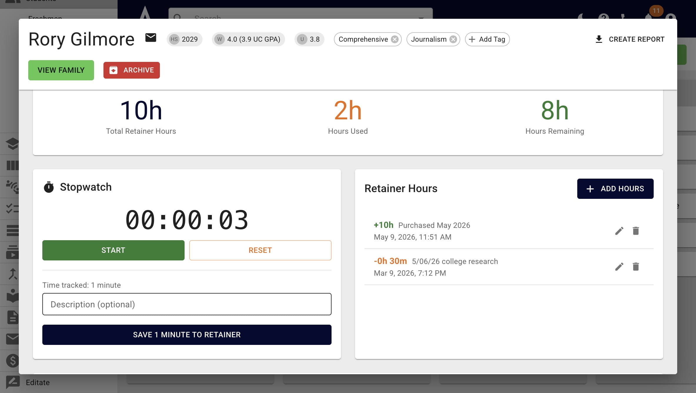 Under the **Description** field, you can add in details, such as what the time was spent on. 