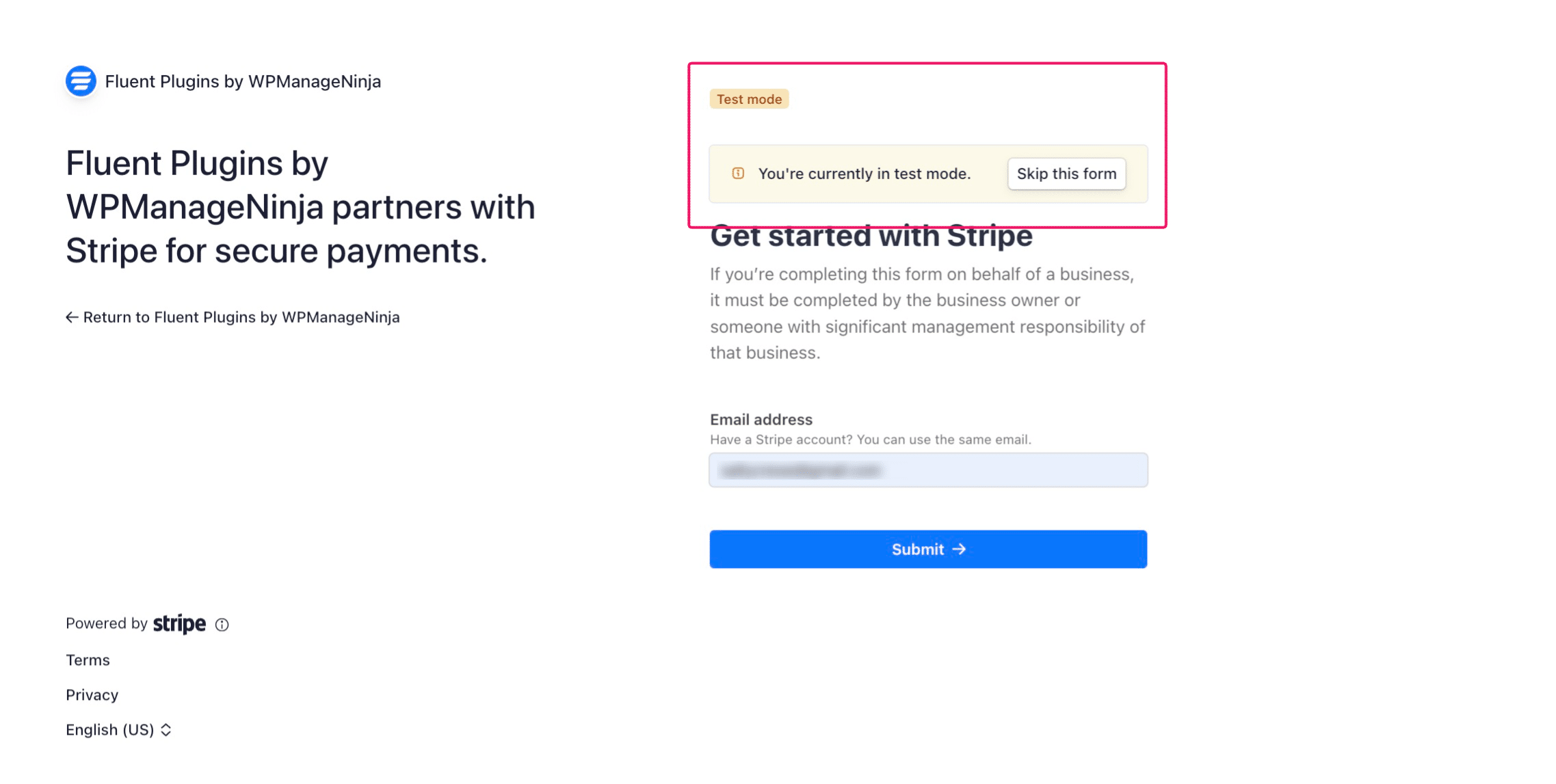 Click on "Skip this form"