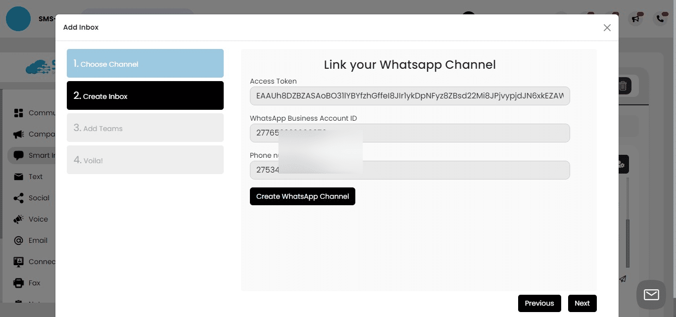 Click on "Create WhatsApp
                                  "
