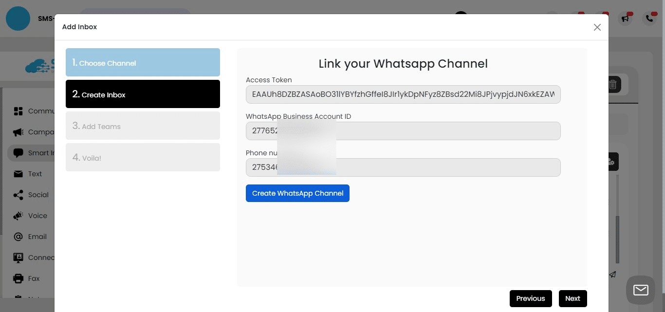 Click on "Create WhatsApp Channel"
                                  "