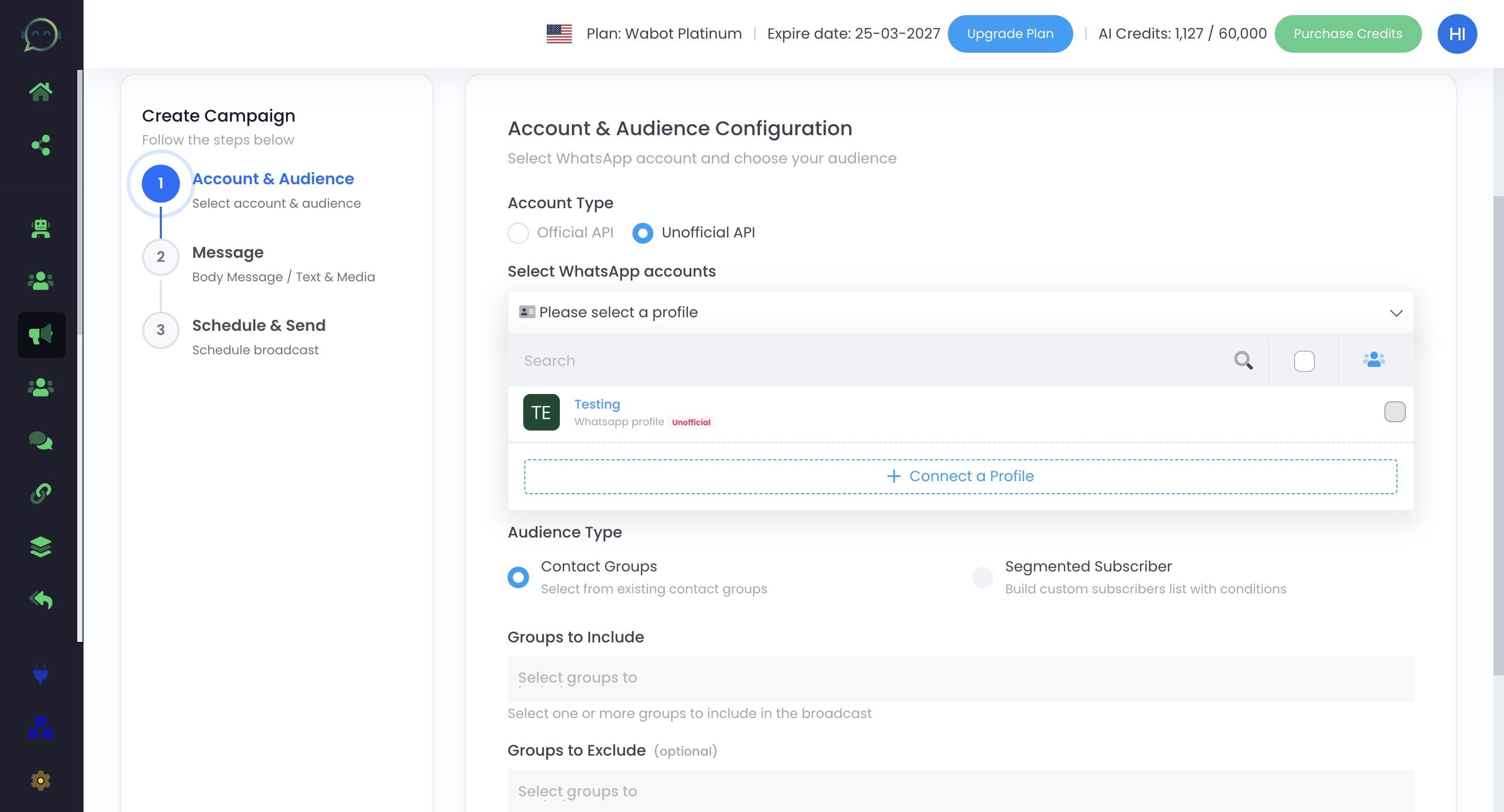 Click on the profile