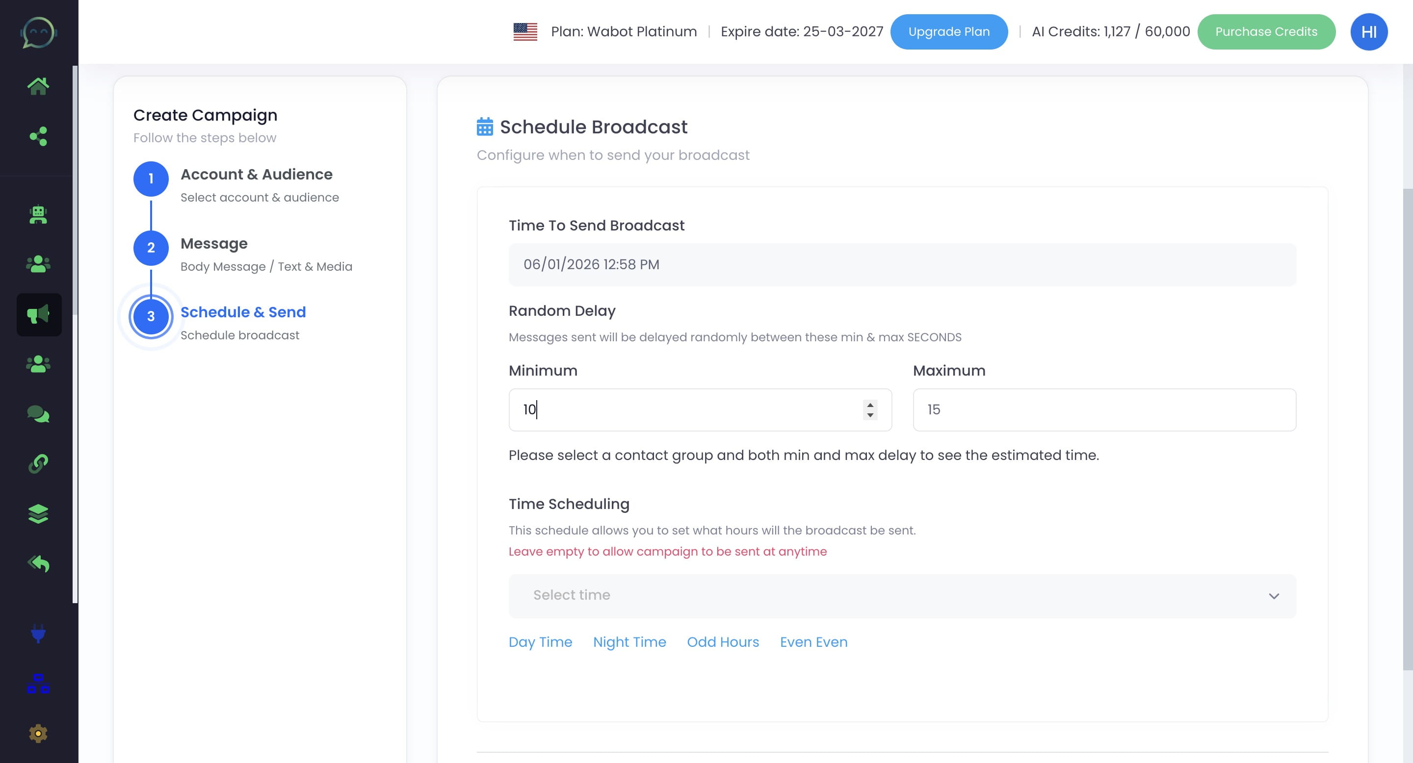 Set the preferred delay