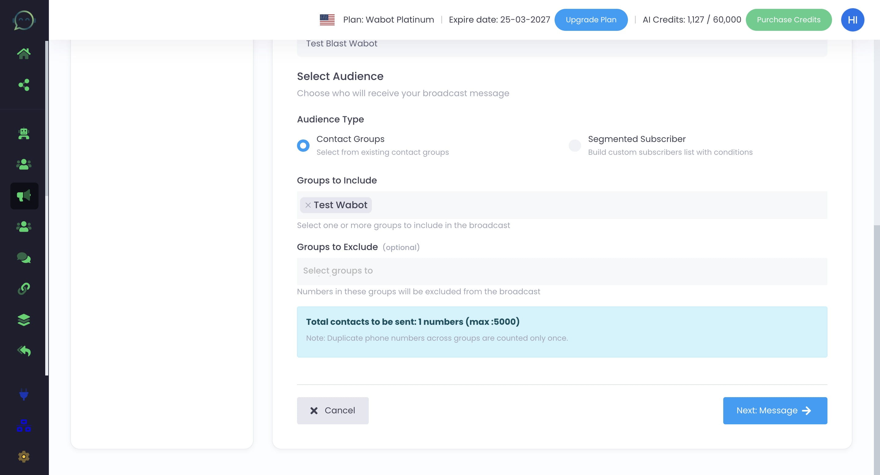 You can also exclude certain contact groups