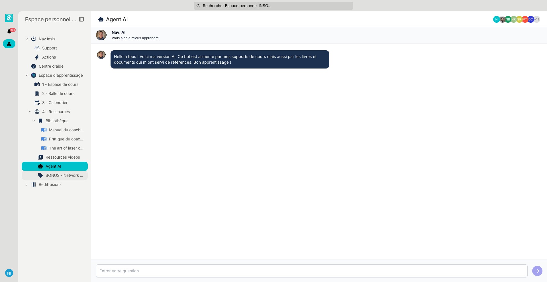 Cliquez sur Agent AI pour demander des informations sur la formations.