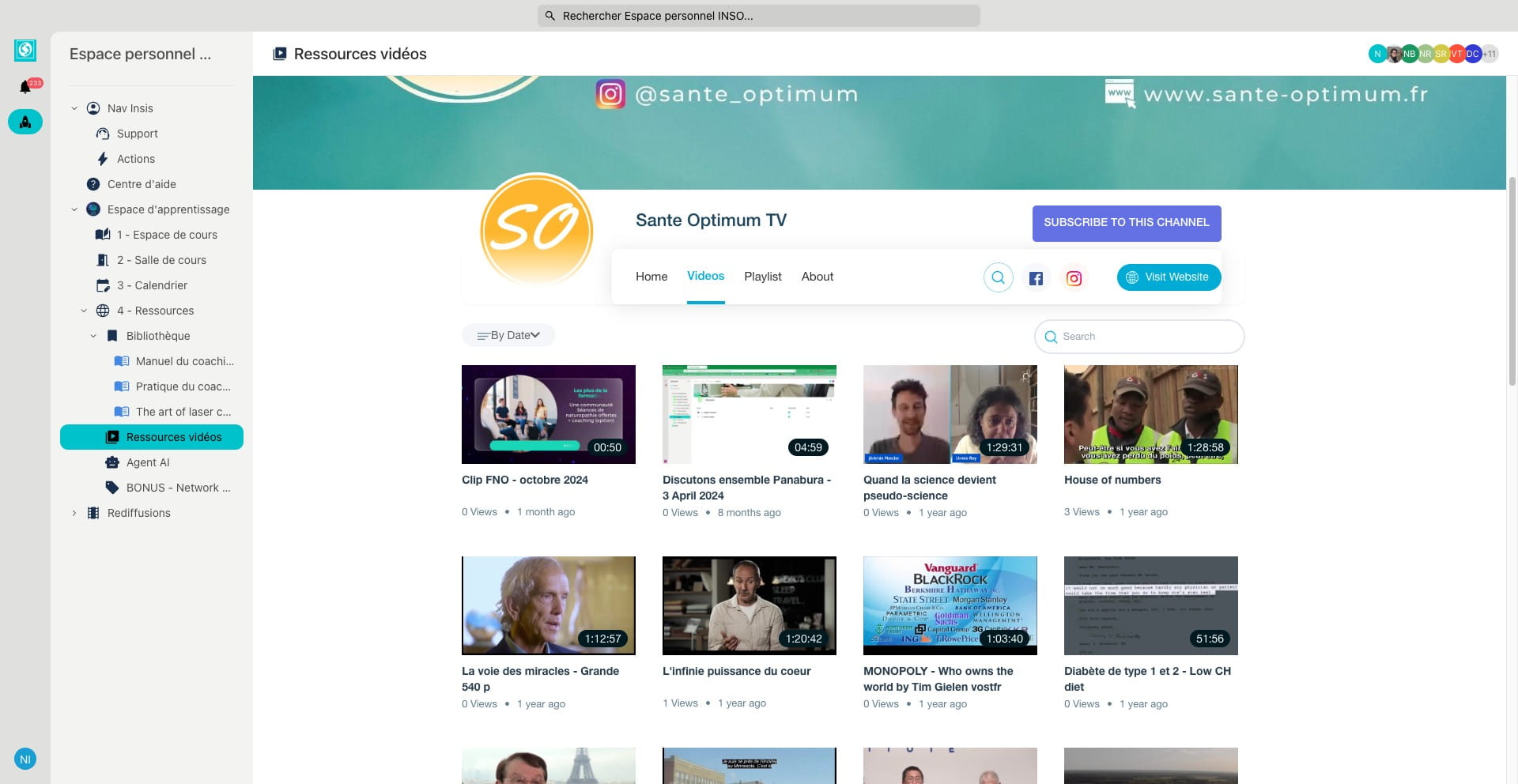 Cliquez sur « Ressources vidéos » pour accéder à un ensemble de vidéos intéressantes.