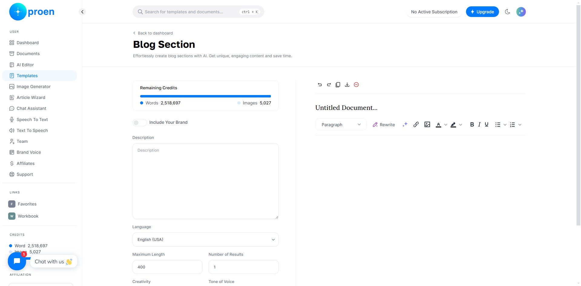 Enter a description of the content you want which will be used to generate the blog section