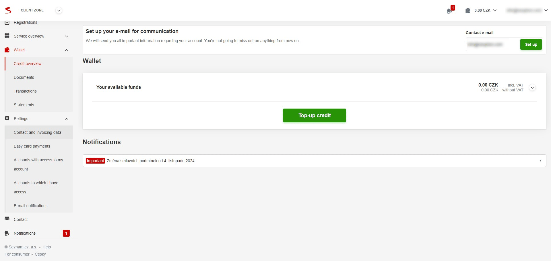 Under "Settings" click on "Contact and invoicing data"