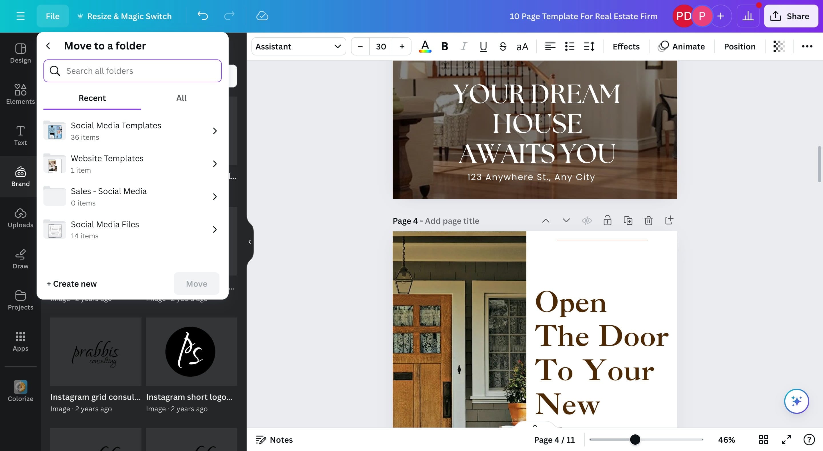 Click on "+ Create new" or use any existing folders