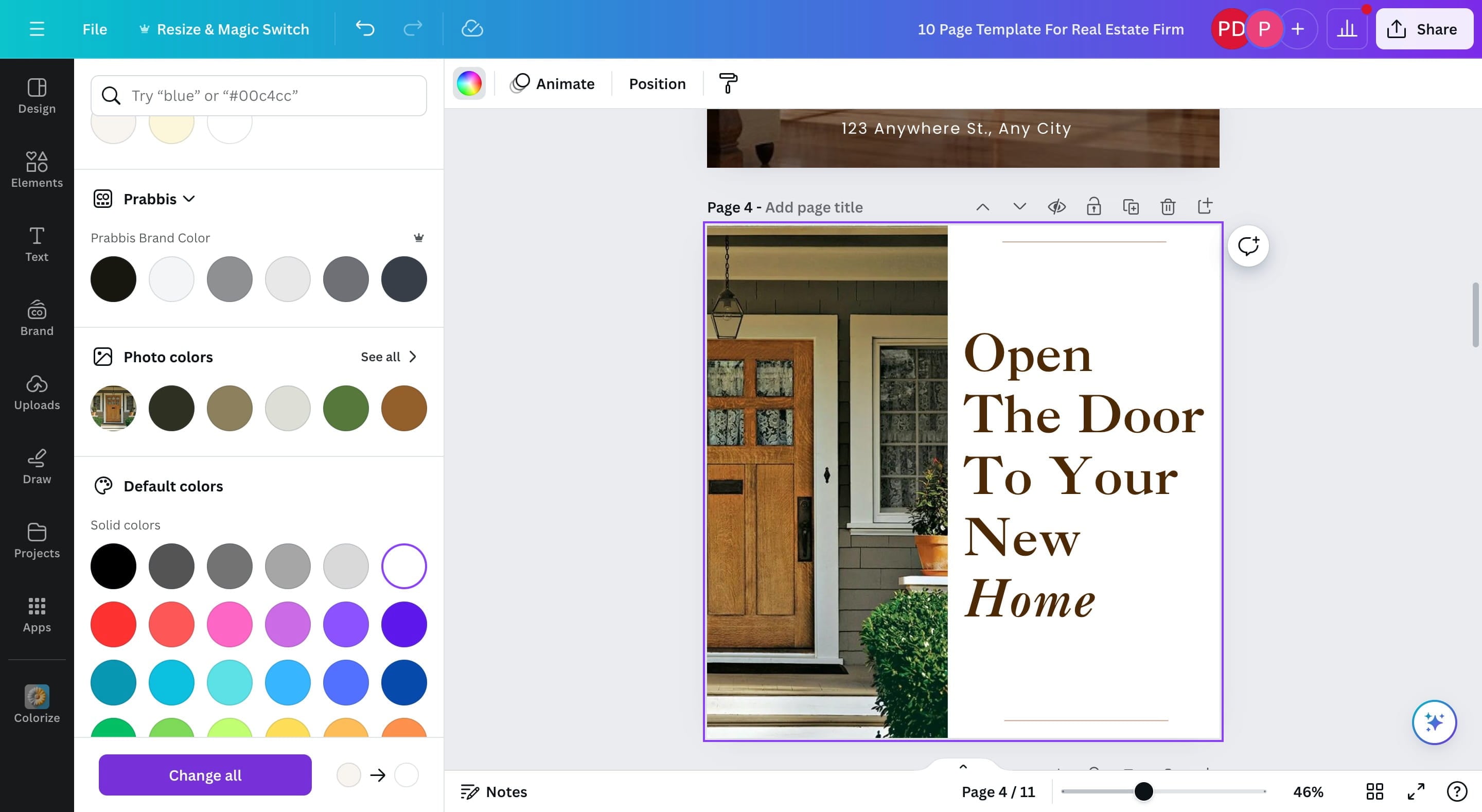 If a color appears in multiple places across the document, you can click on "Change all" to change everywhere.