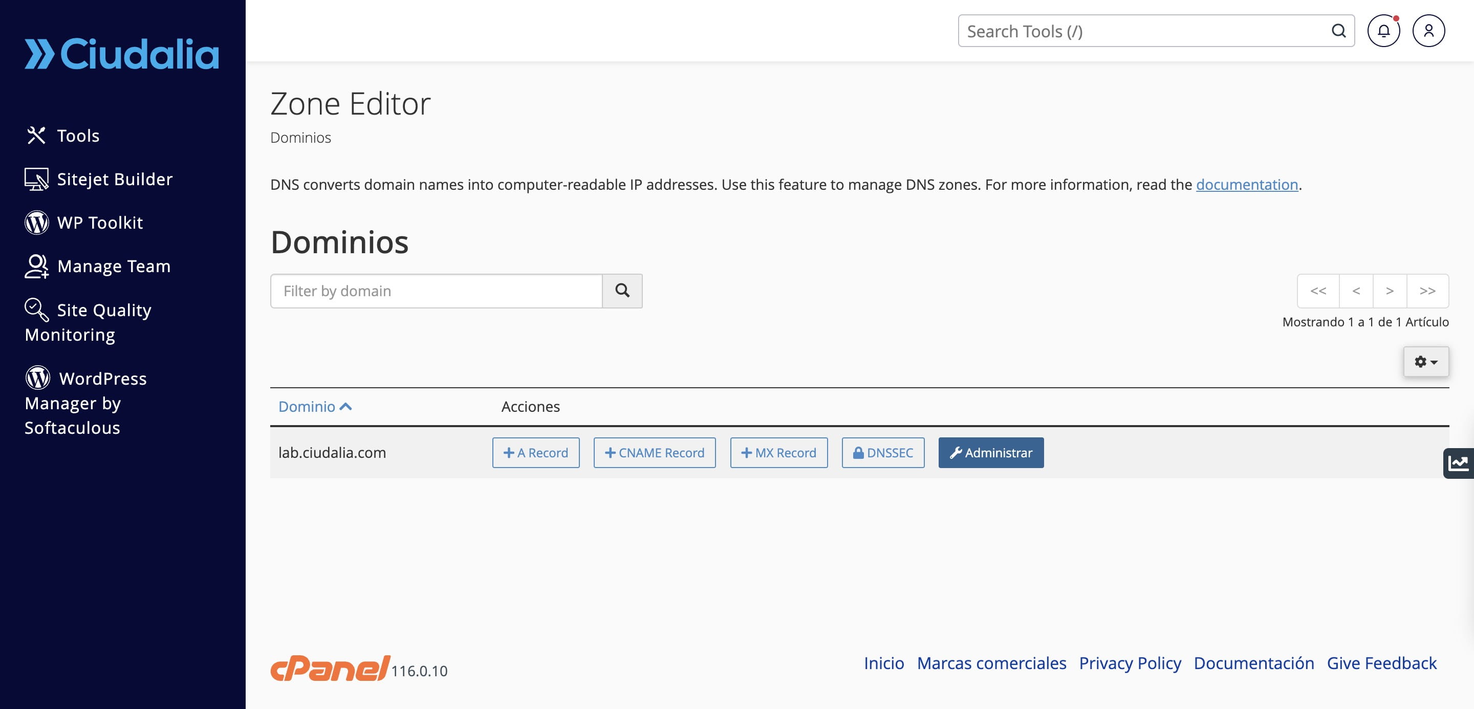 Haz click en "Administrar"