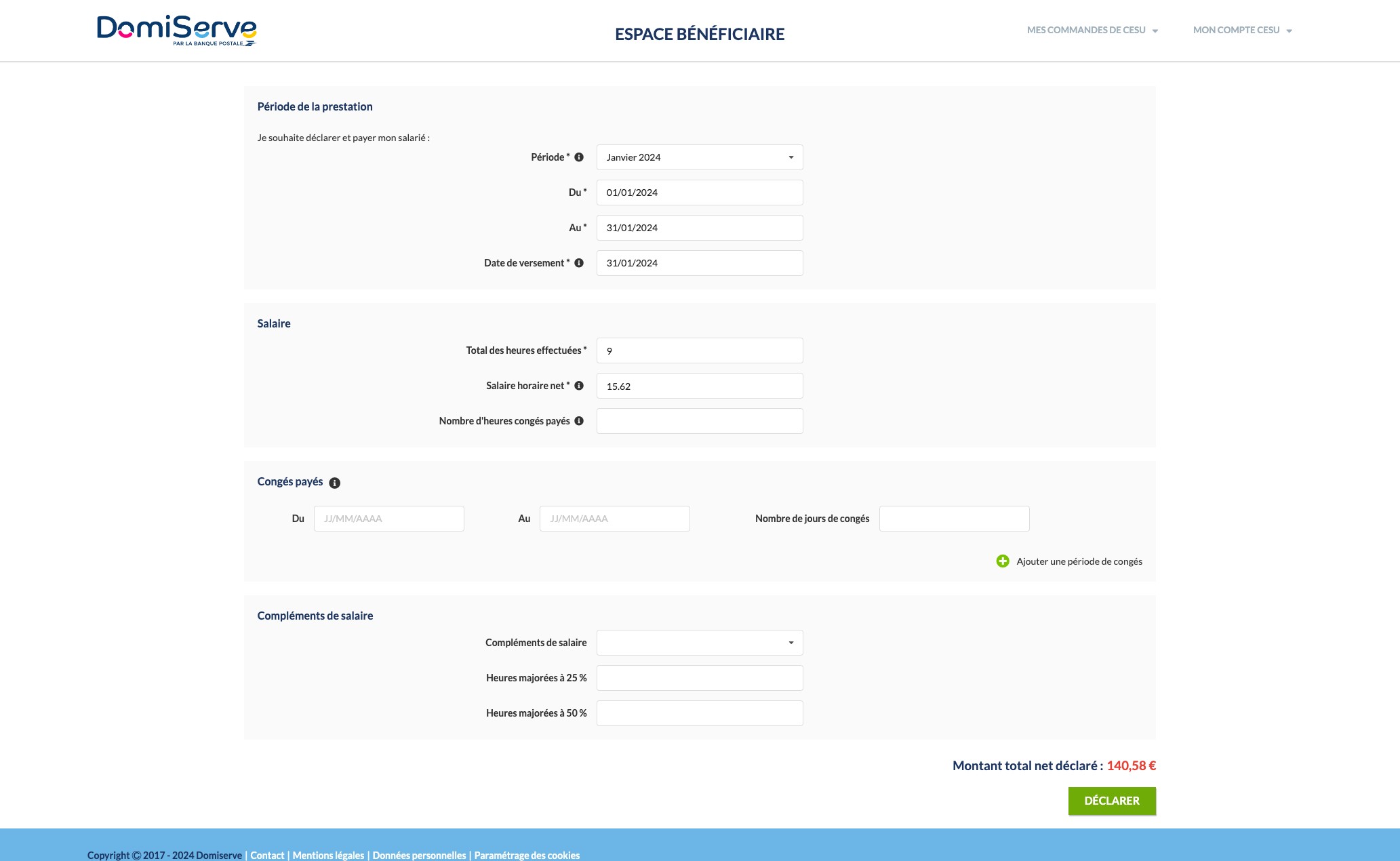 Click on "Déclarer"