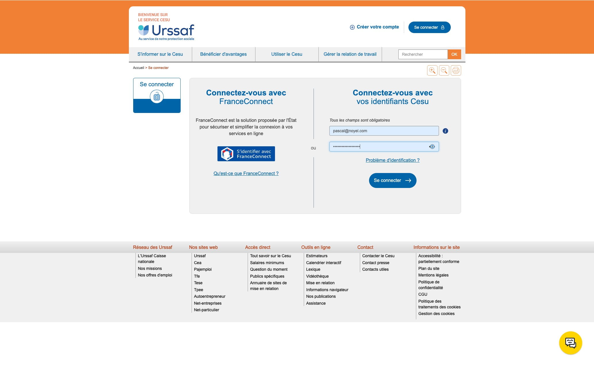 Click on "Se connecter"