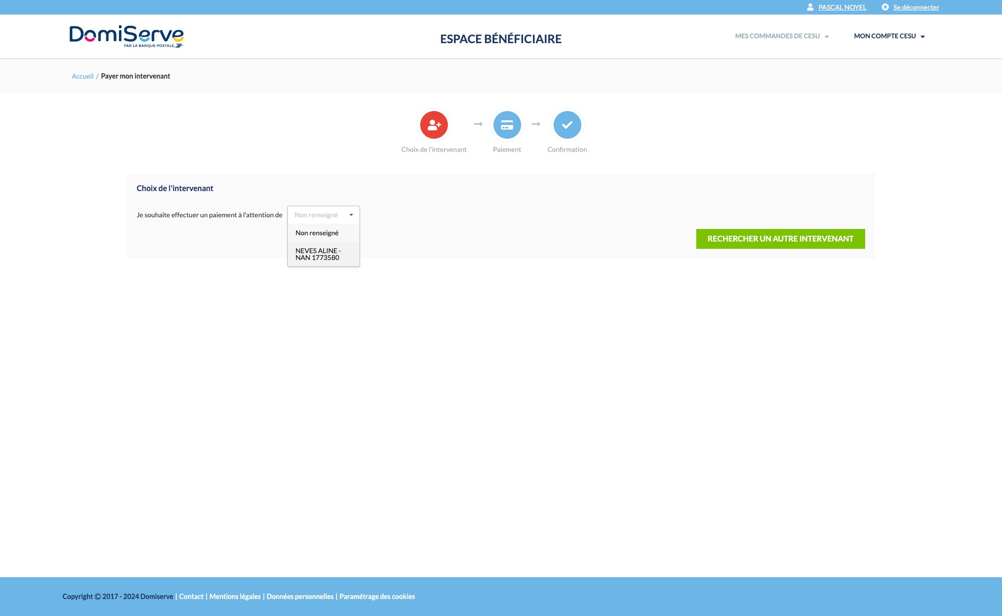 Click on "NEVES ALINE - NAN 1773580"