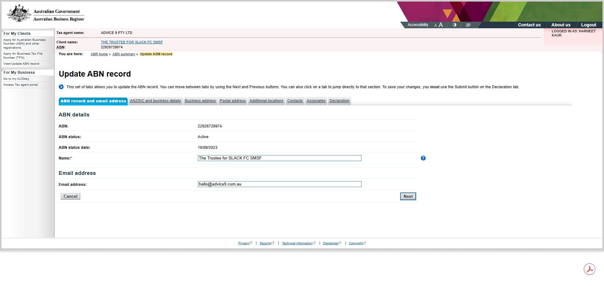 Click next and make no changes except to the address