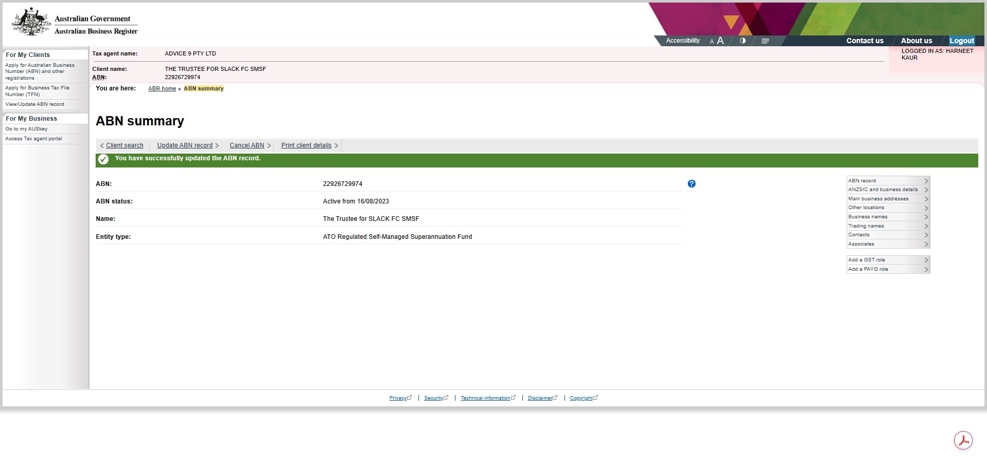 Click on "Logout"