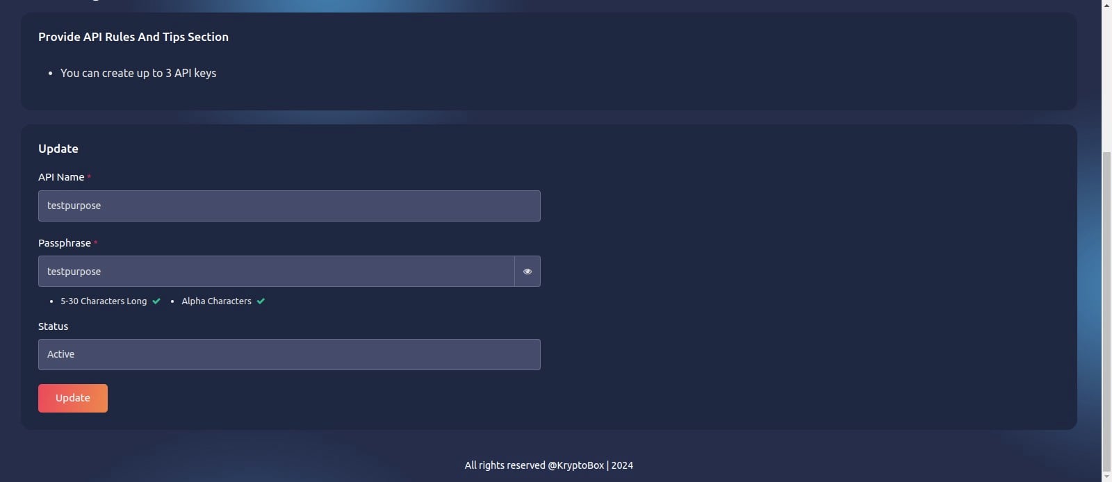 Any changes make then Click update