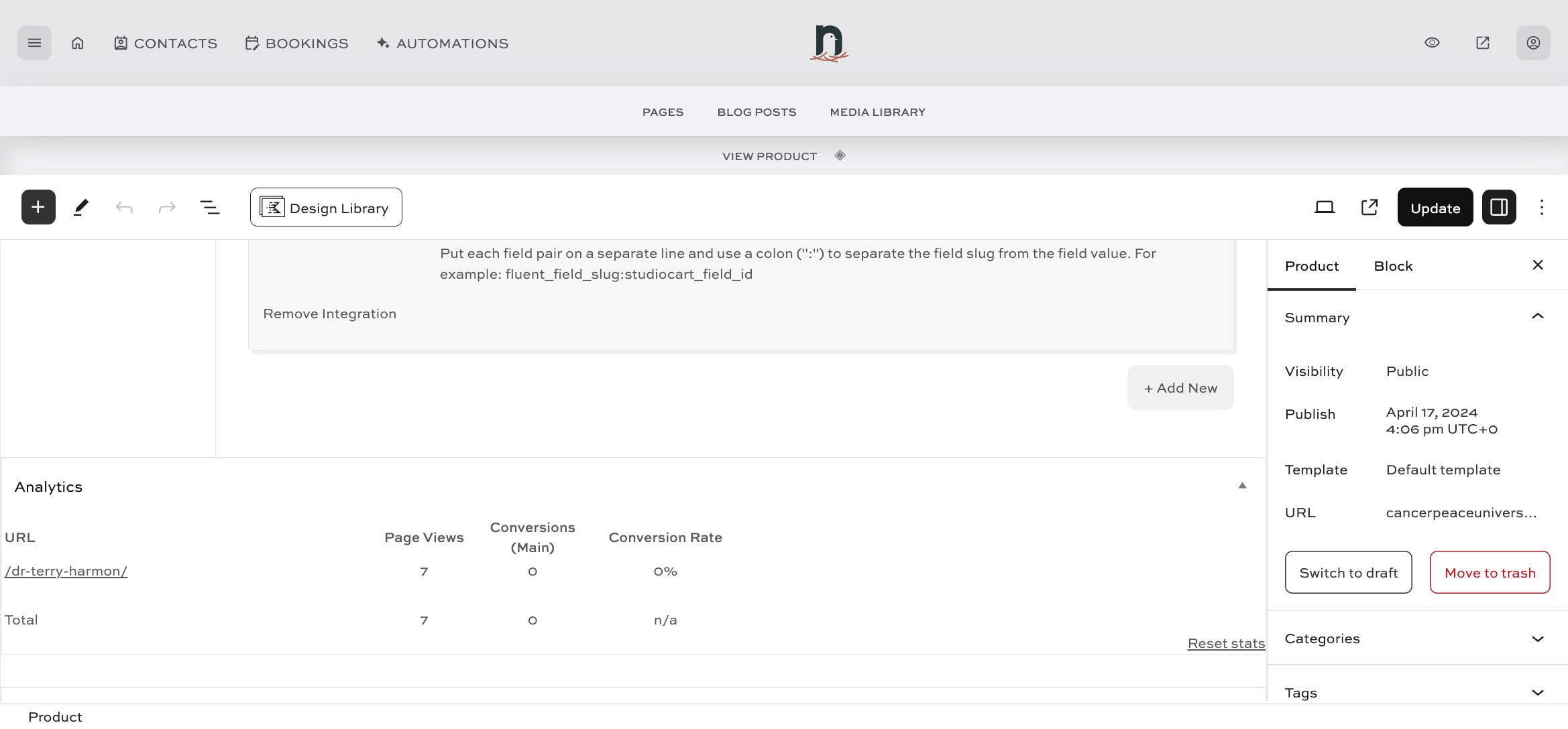 Click "Update" to save