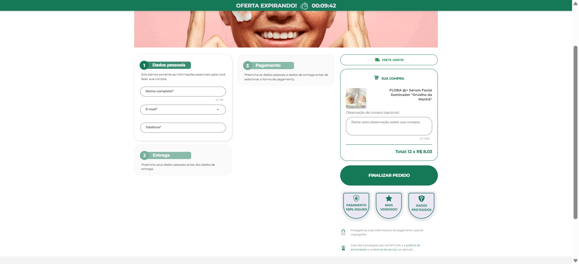 Aqui você pode visualizar o seu checkout configurado.