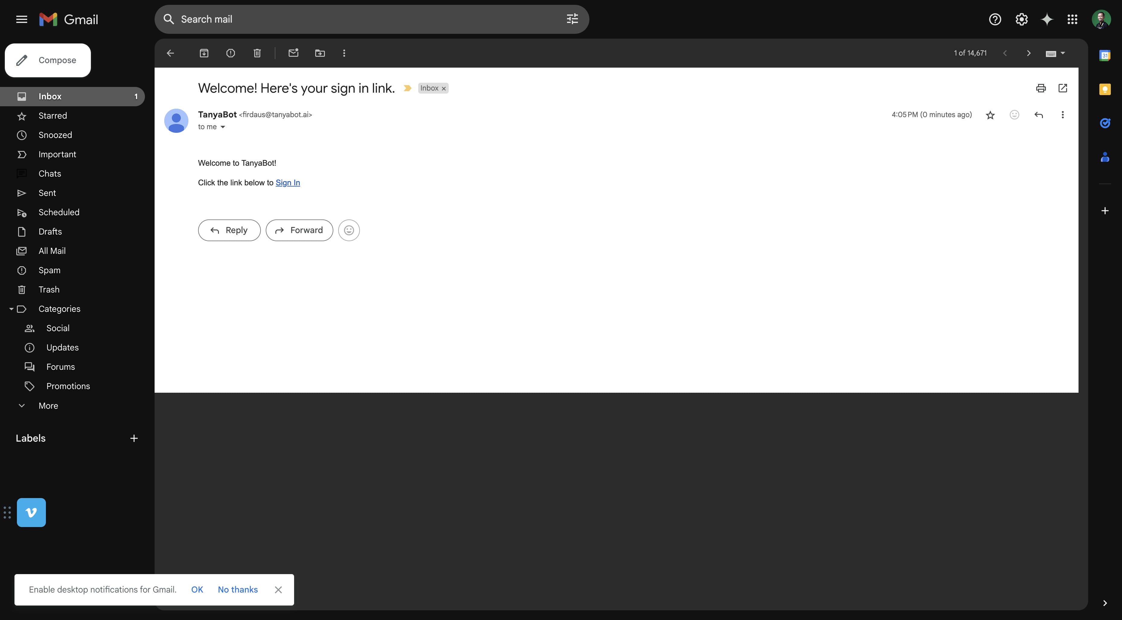 Click on "Sign In"