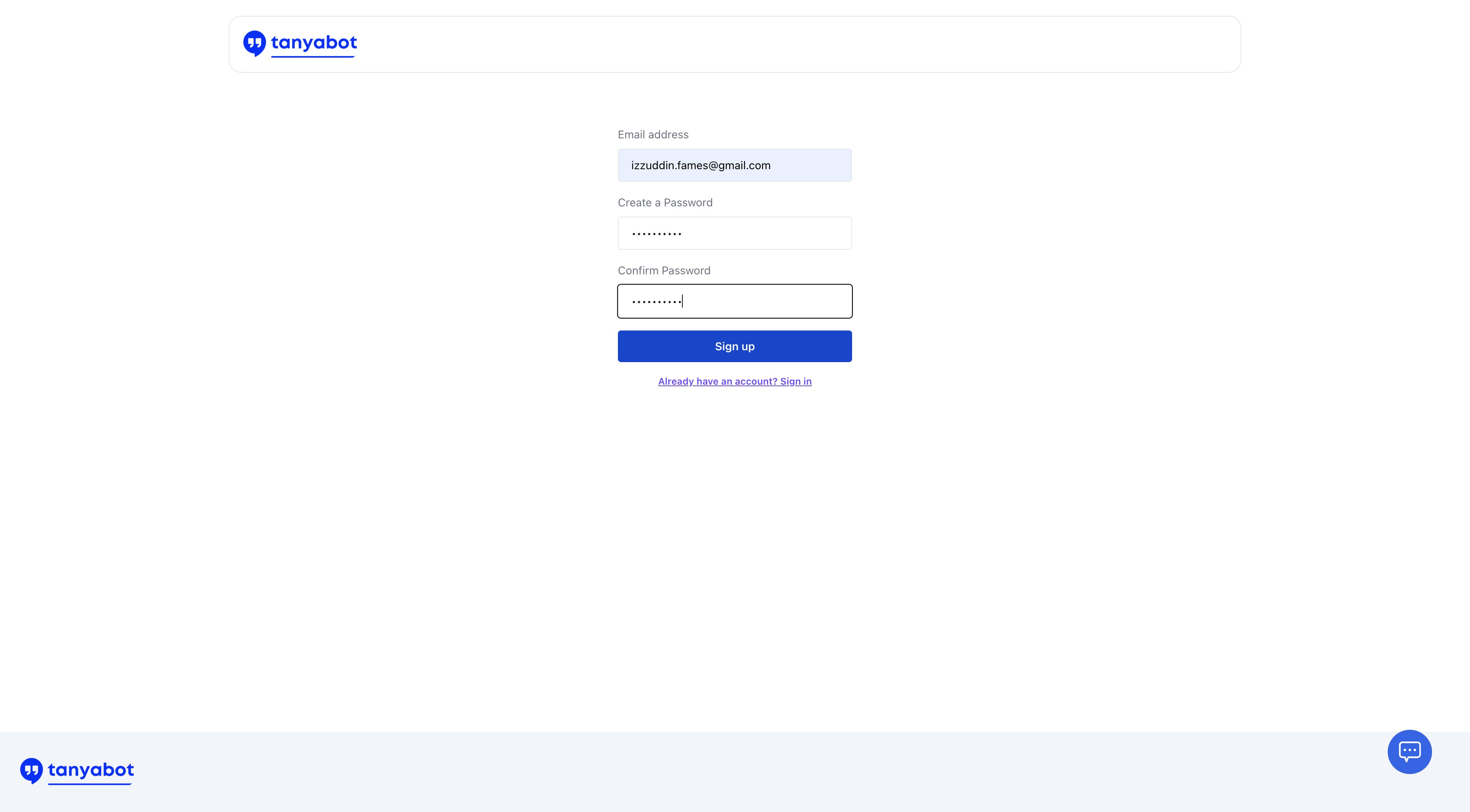 Click on "Sign up"