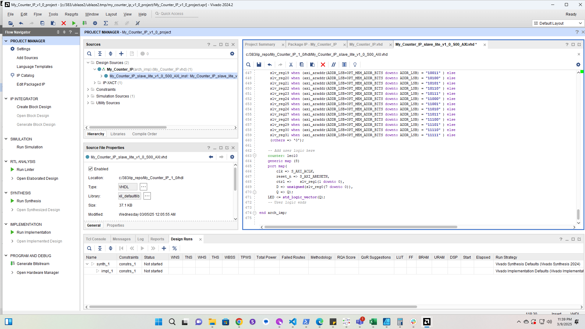Add the roll port to the lec10 counter instantiation