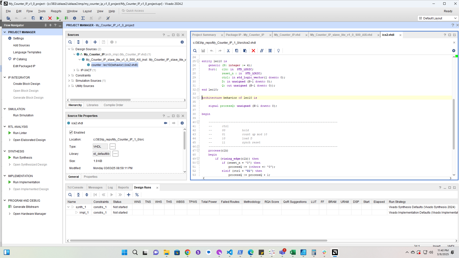 Add the roll port to the lec10 counter entity