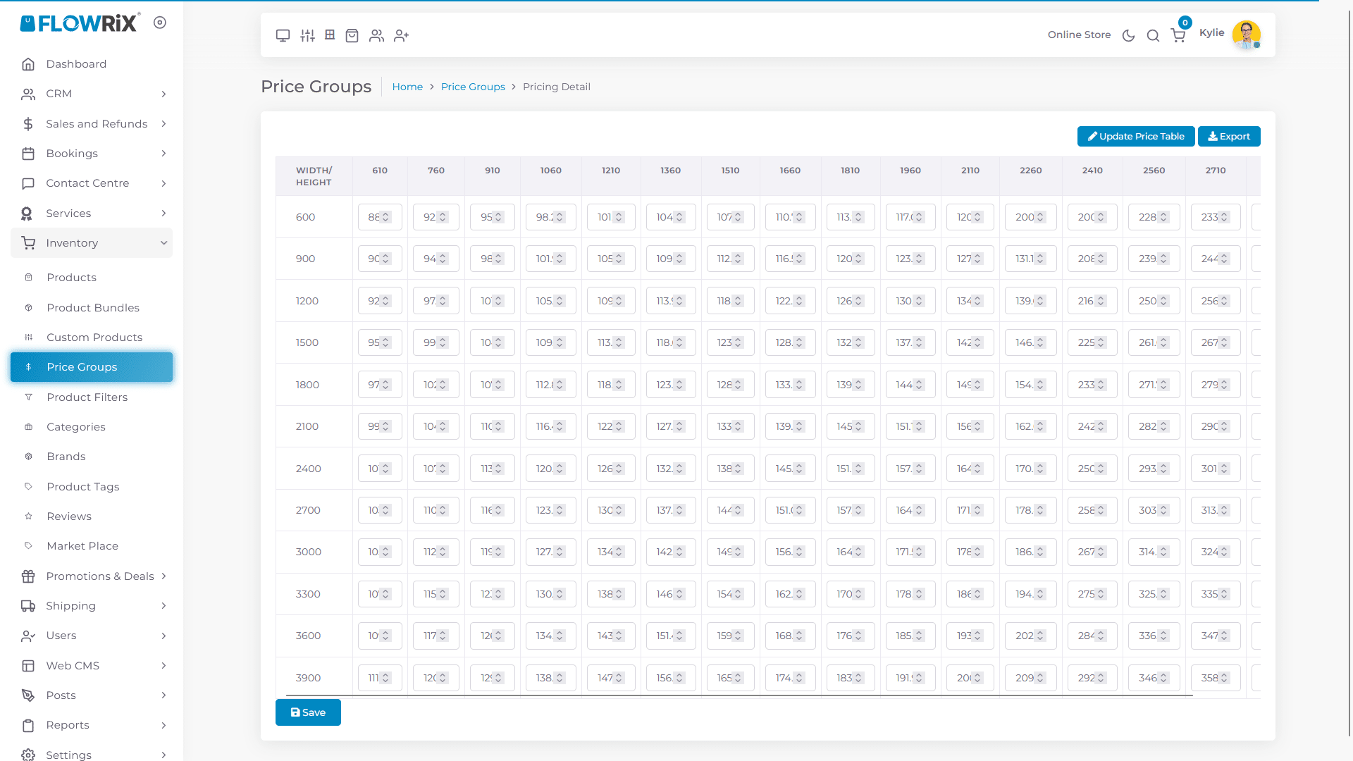 Click **Save** to publish new price