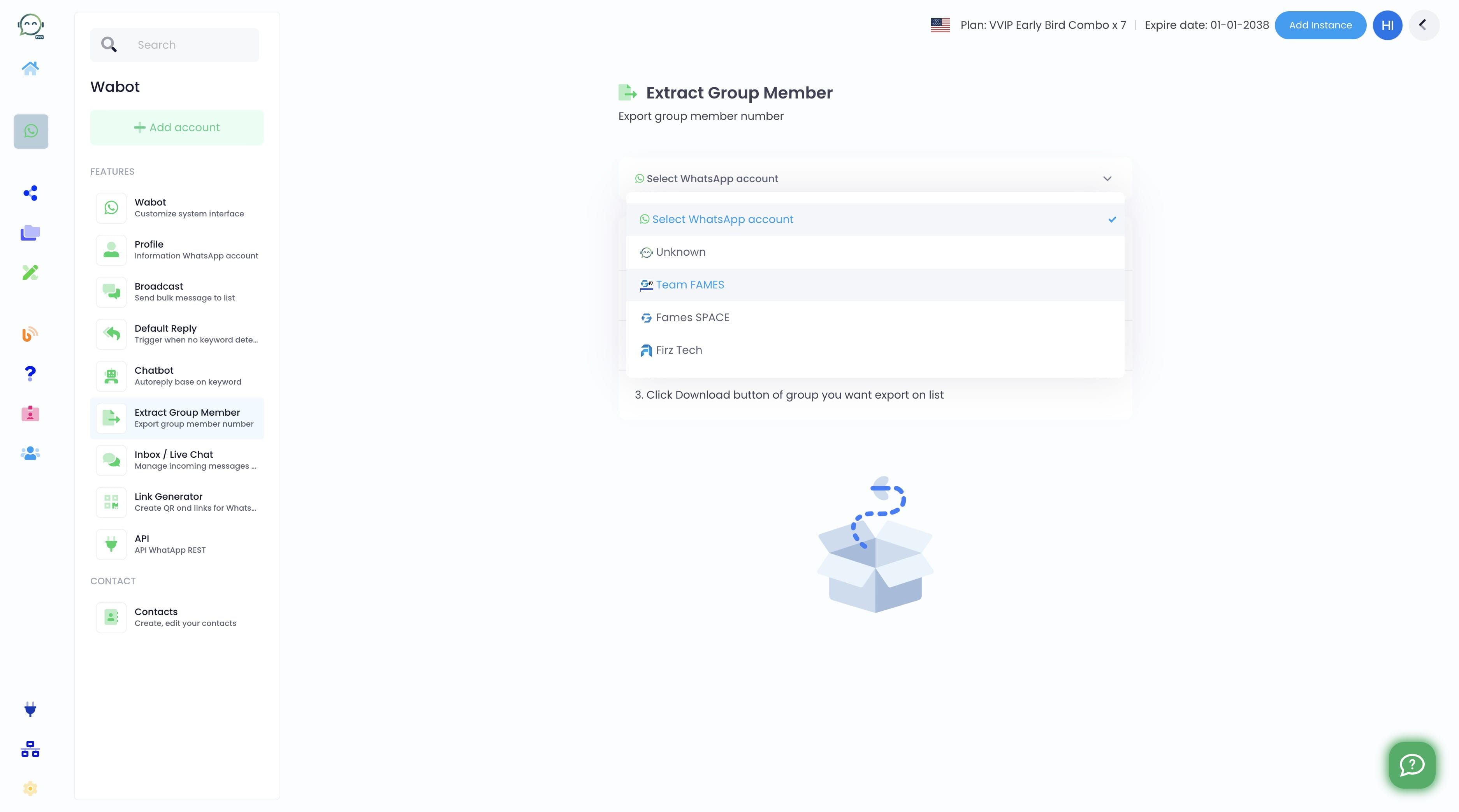 Select which account you want to extract the group ID from